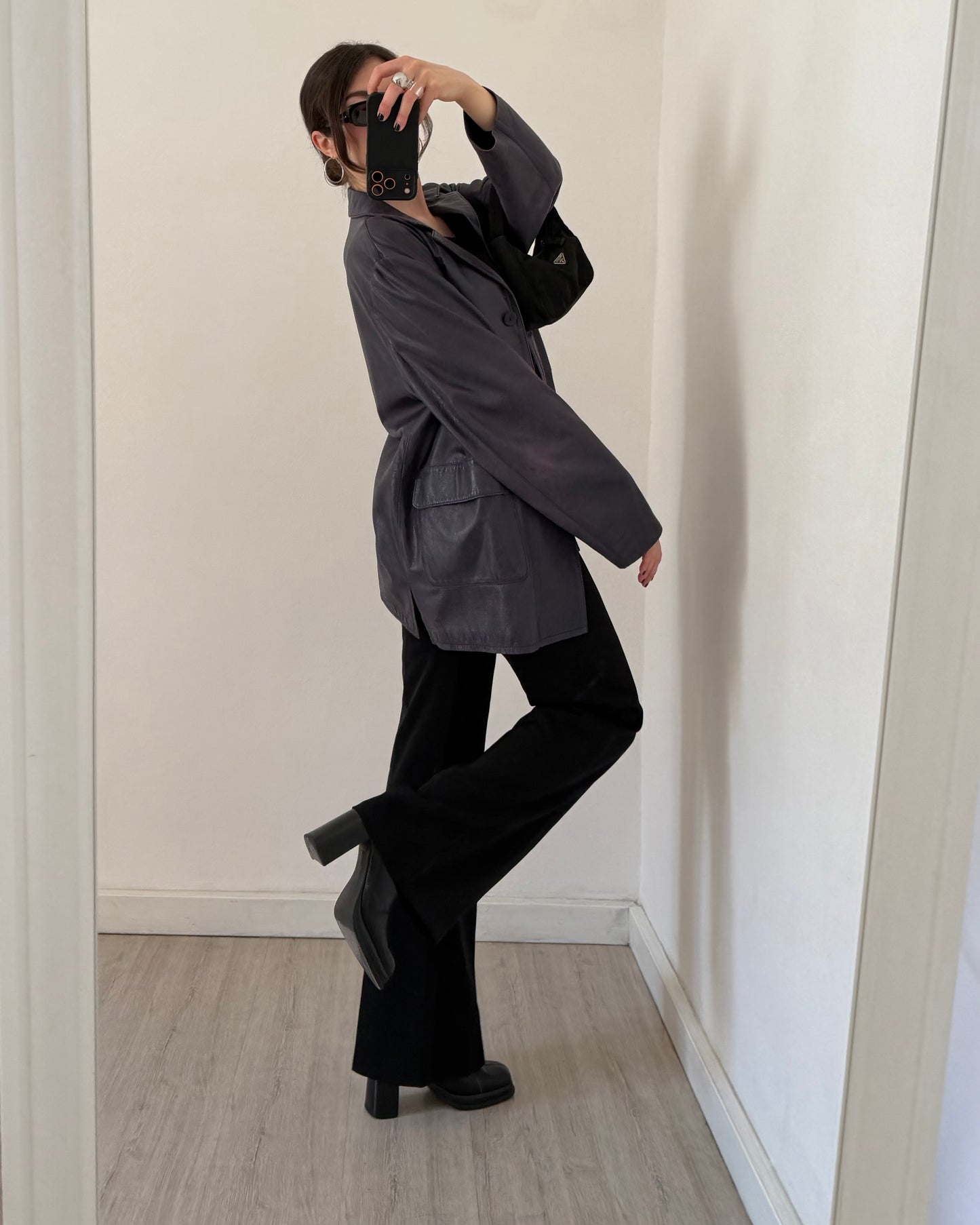 Midnight blue leather jacket
