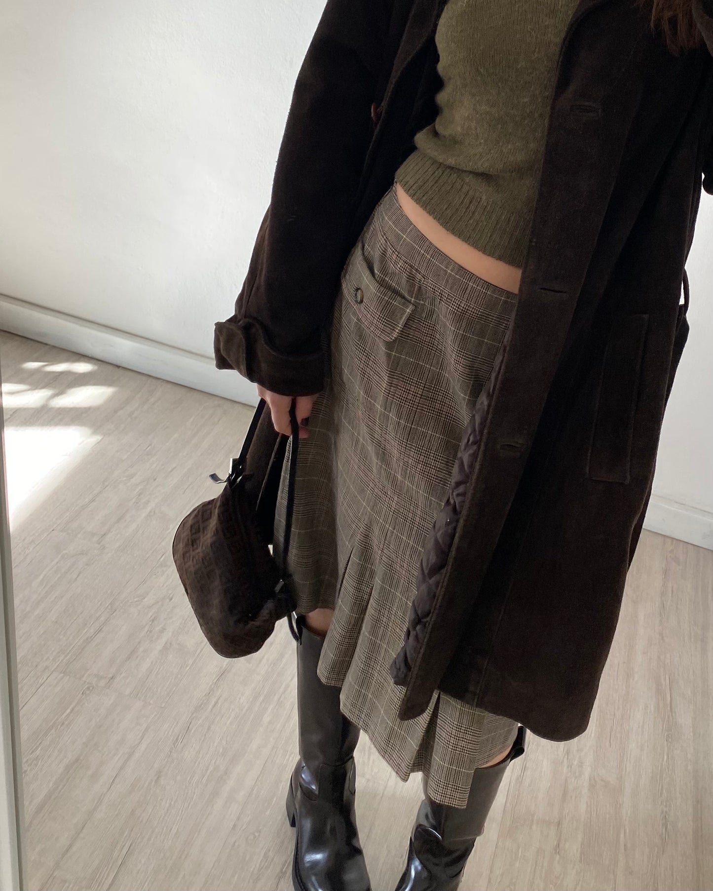 Max Mara check midi skirt