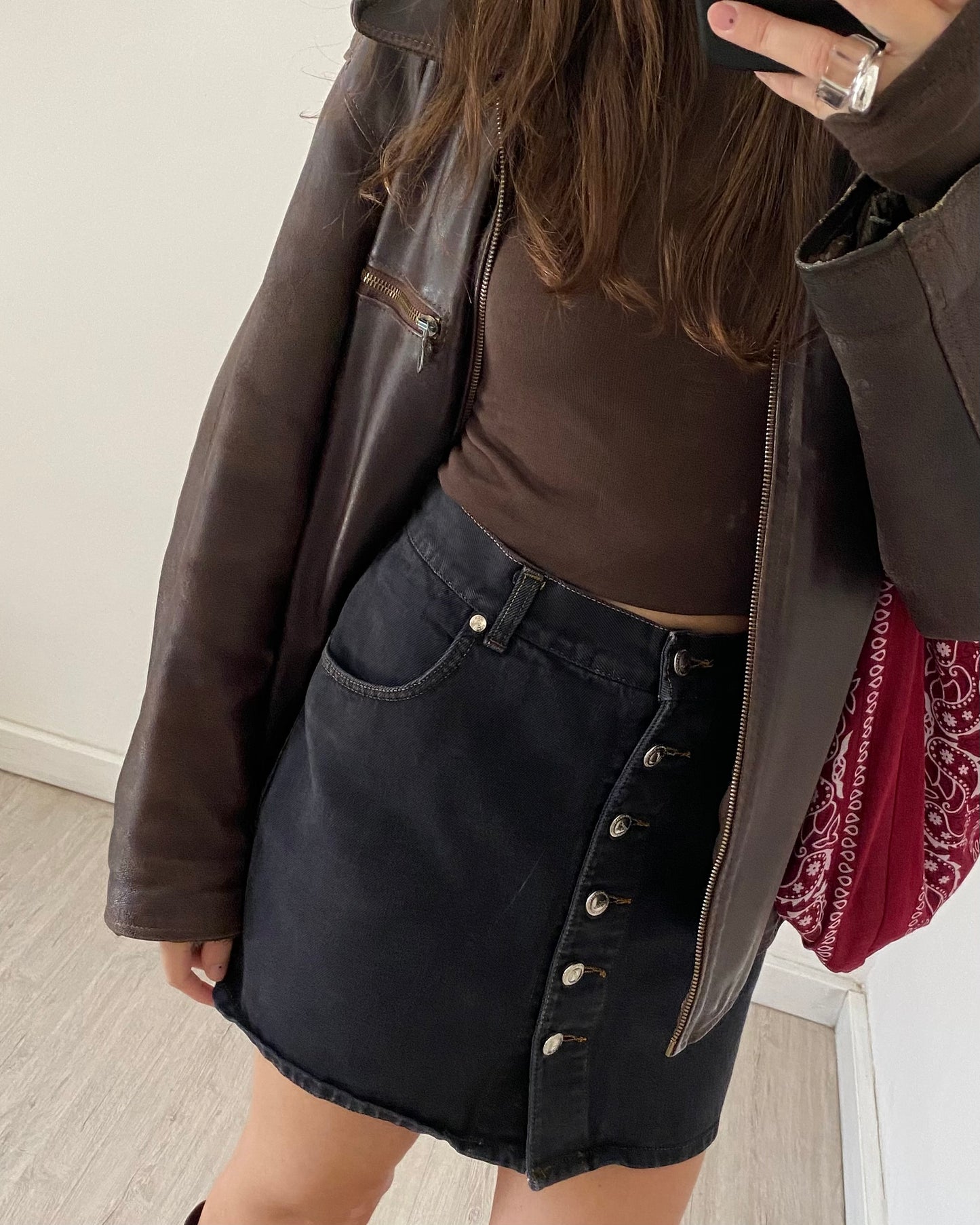 00s buttoned denim skirt