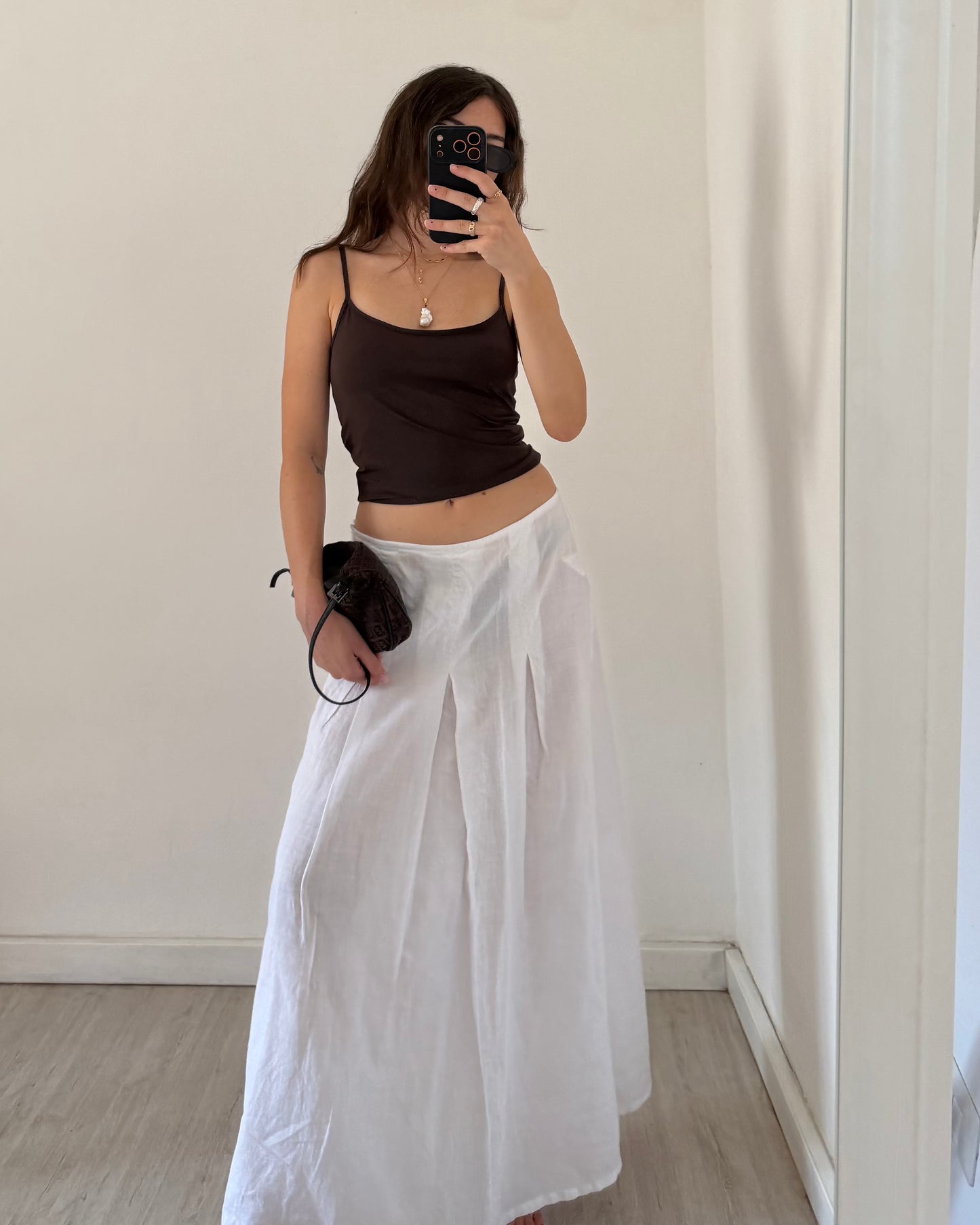 White ramie maxi skirt