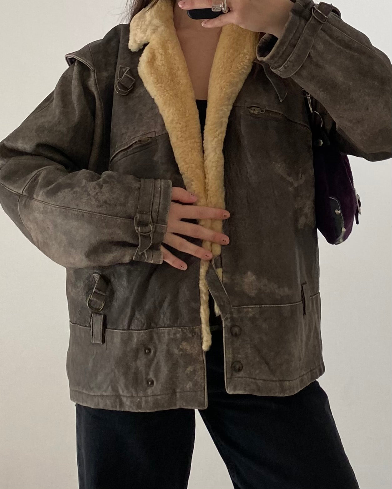 90s distressed leather jacket