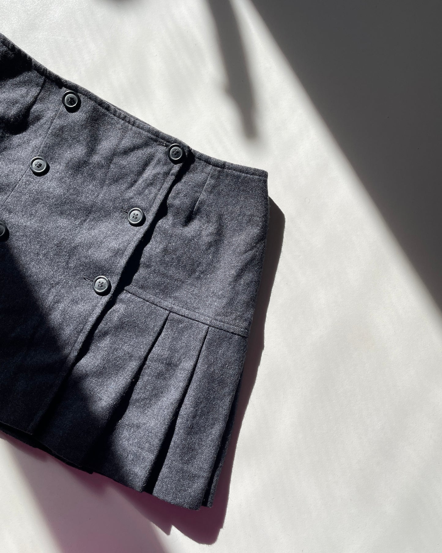 Wool pleated mini skirt