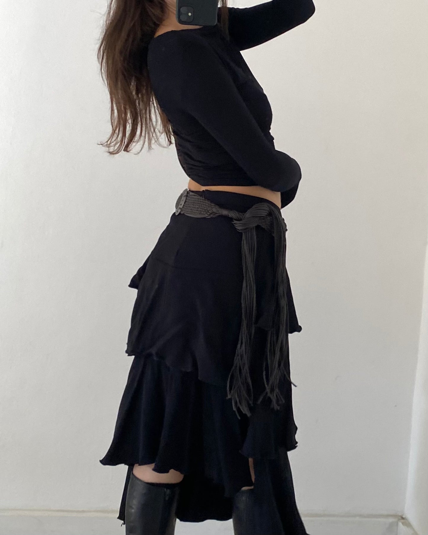 Tiered midi skirt