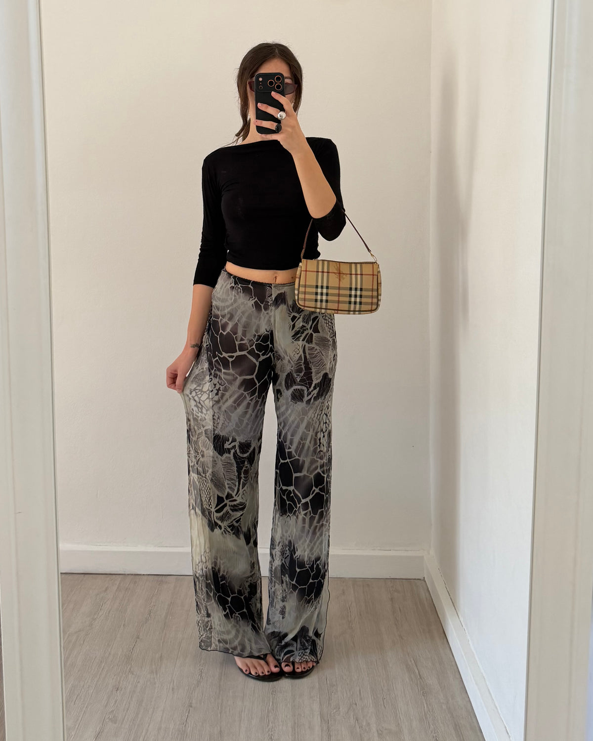 Silk flare trousers