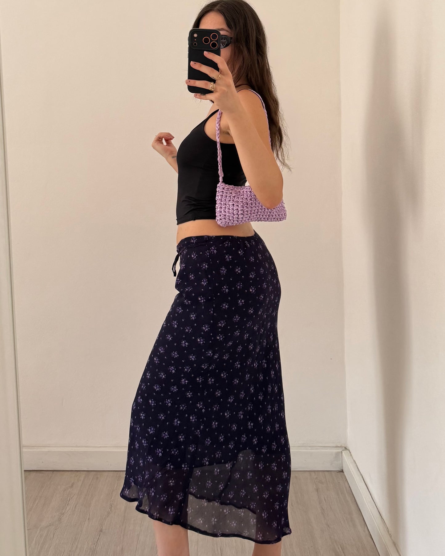 00s ditsy floral longuette skirt