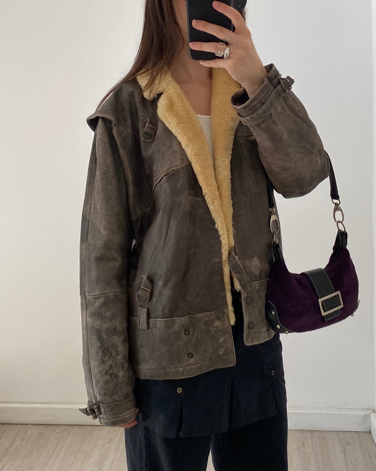 90s distressed leather jacket