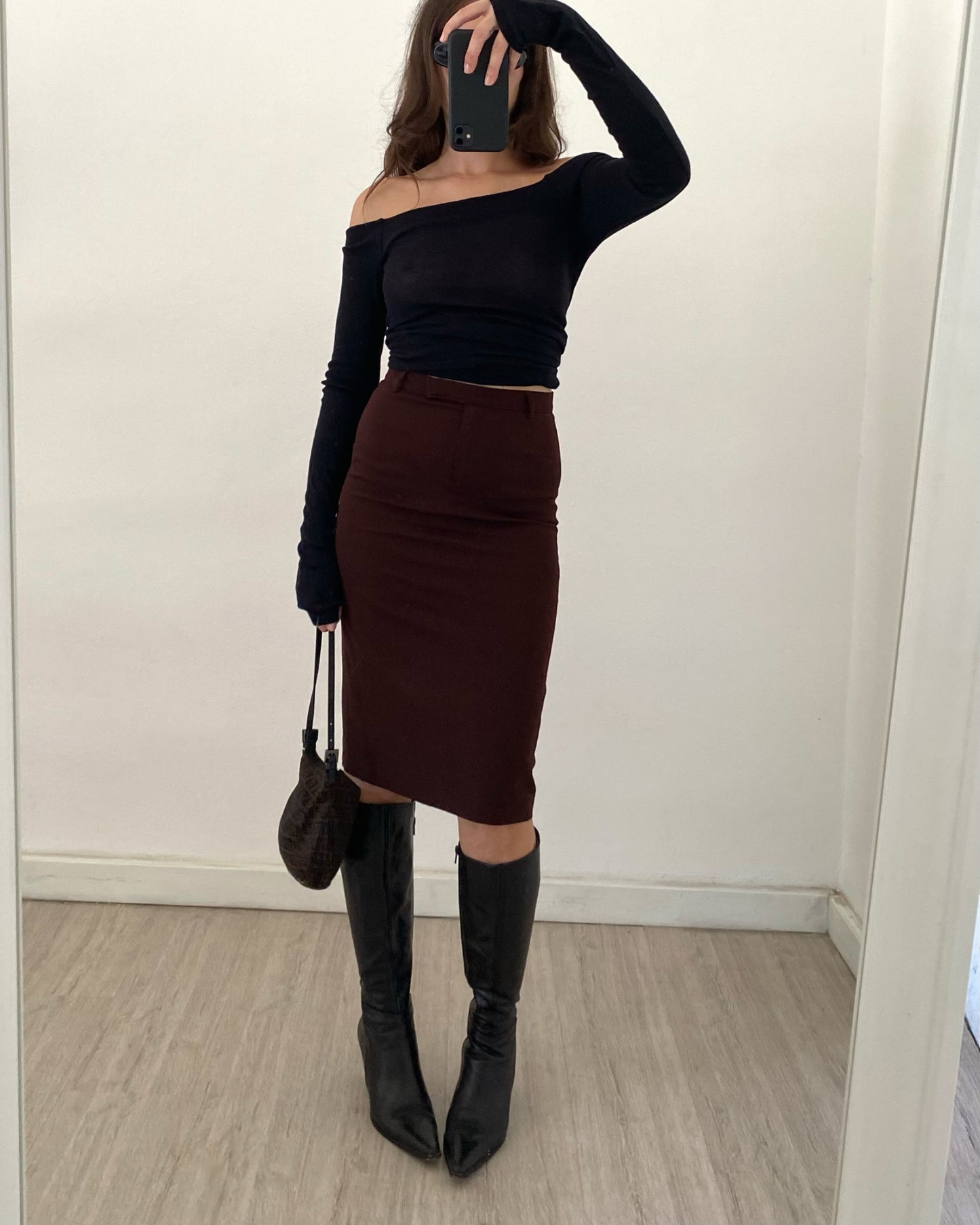 Brown midi skirt