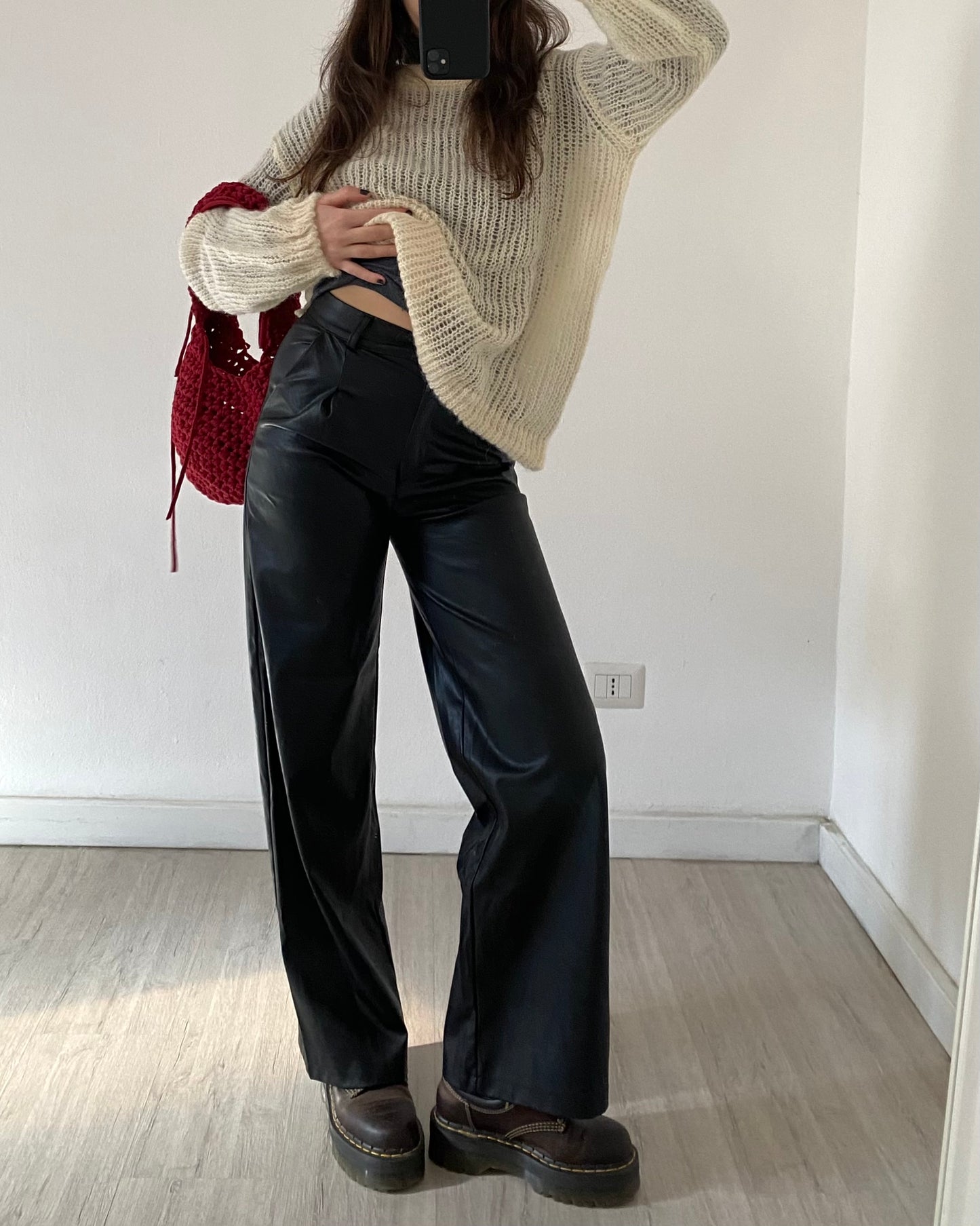 Faux leather trousers