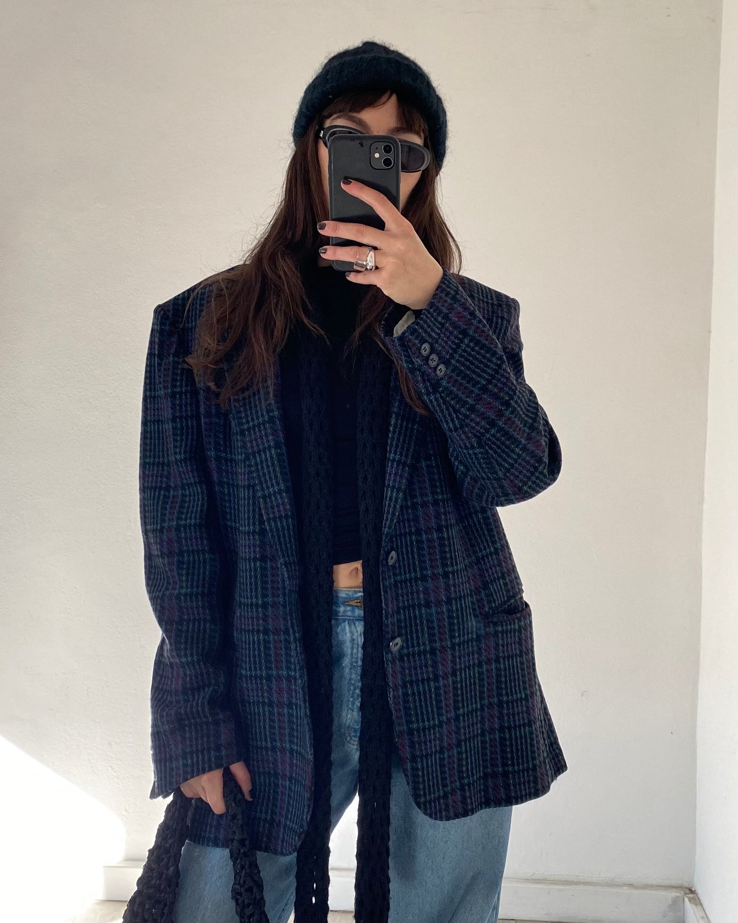 Wool check blazer