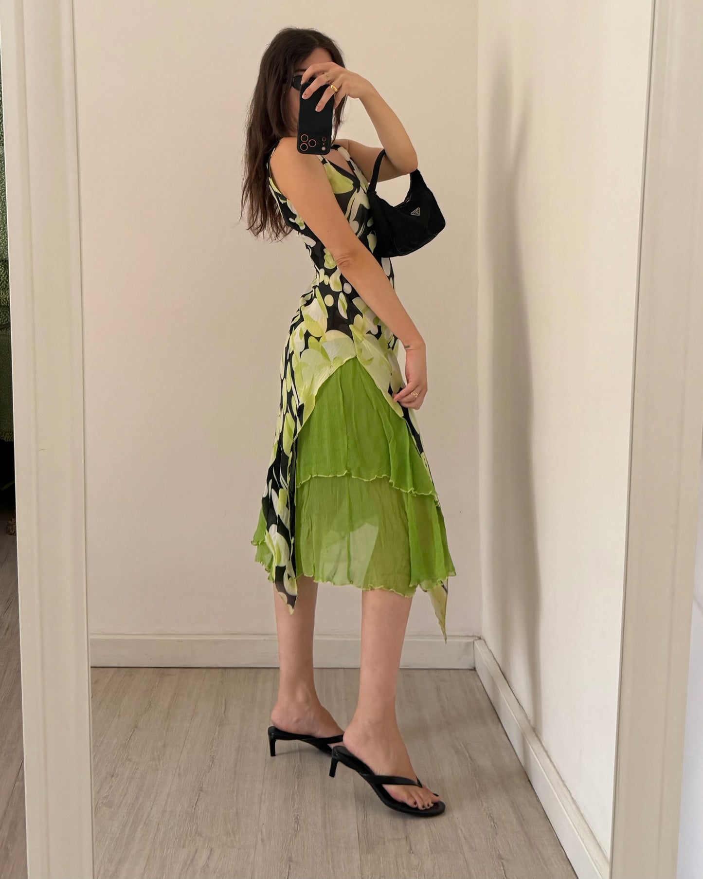 00s asymmetric midi dress