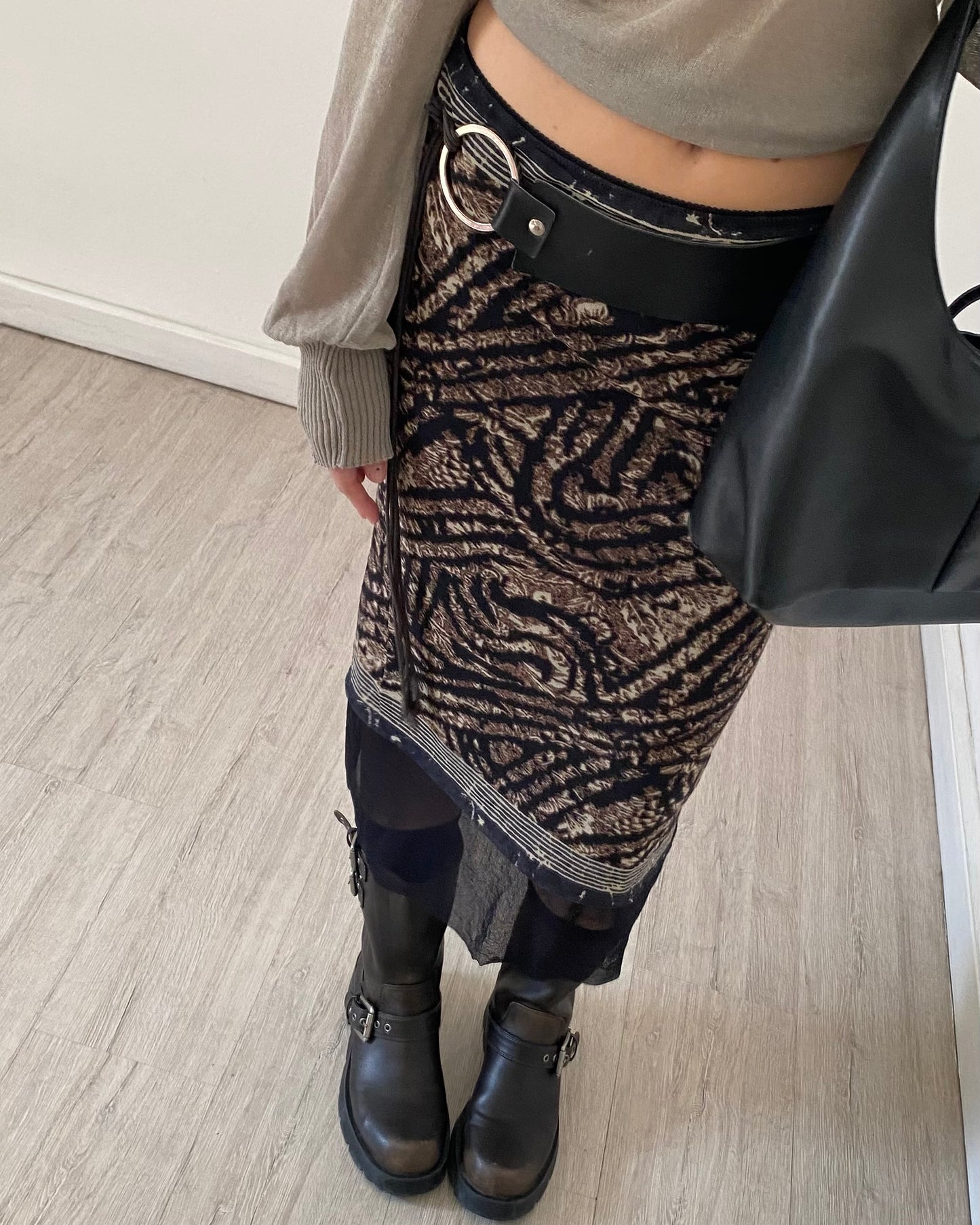 Micro mesh midi skirt