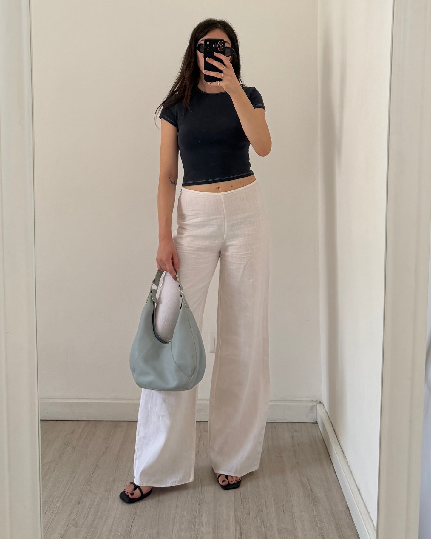 00s white linen trousers