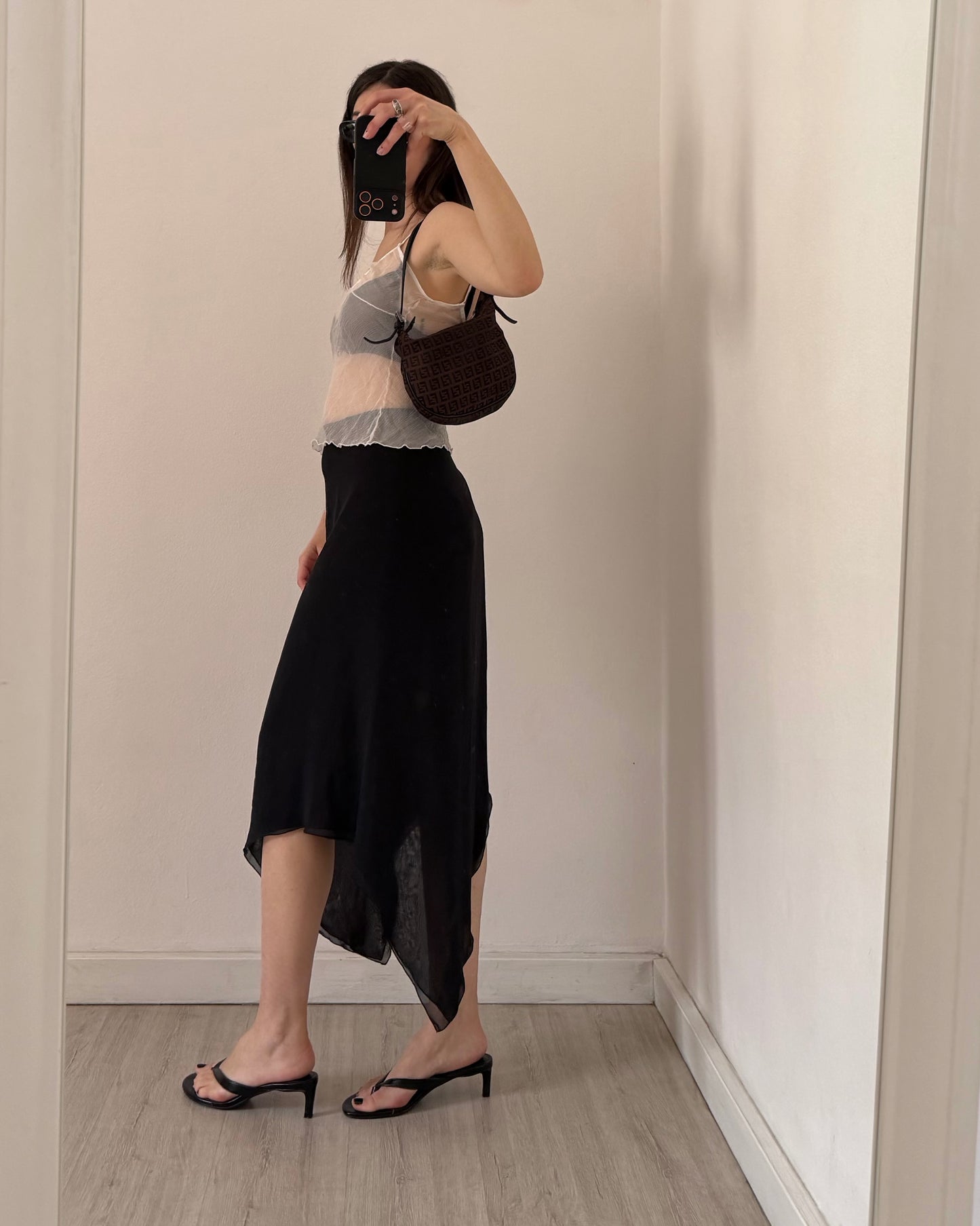 Asymmetric midi skirt