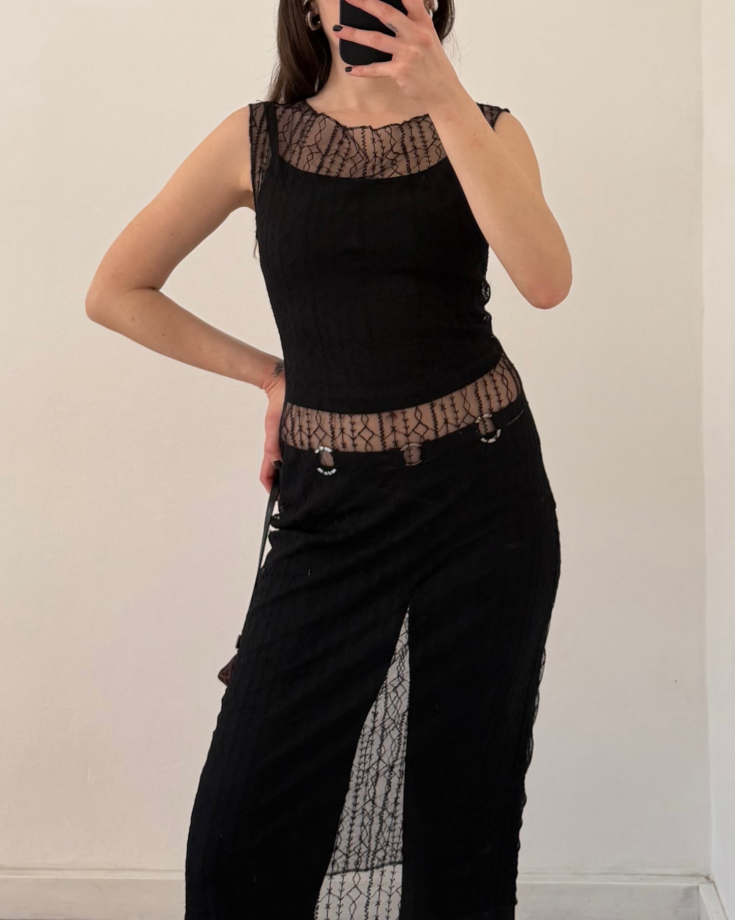 Black sheer midi dress