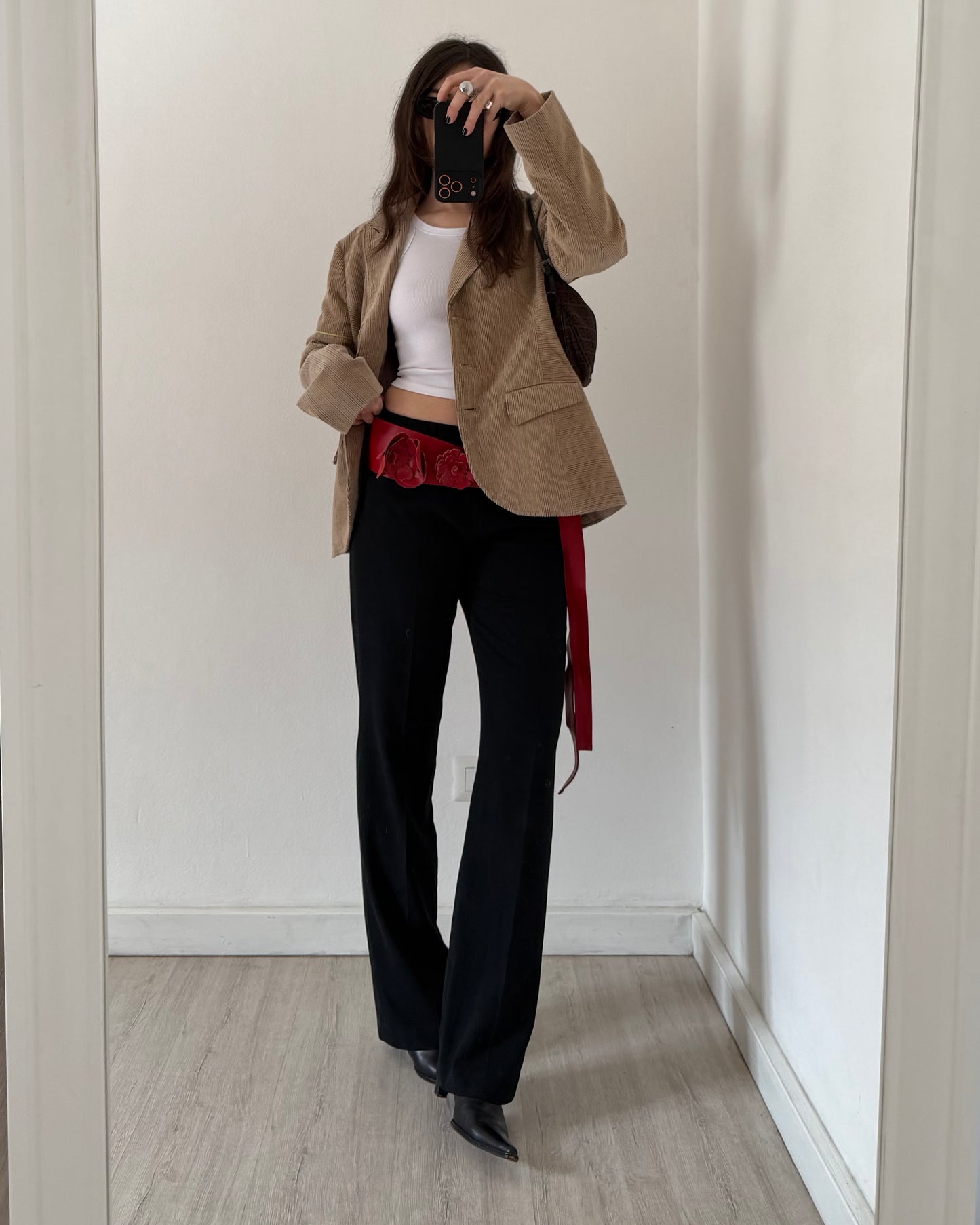 00s cord blazer with embroidery