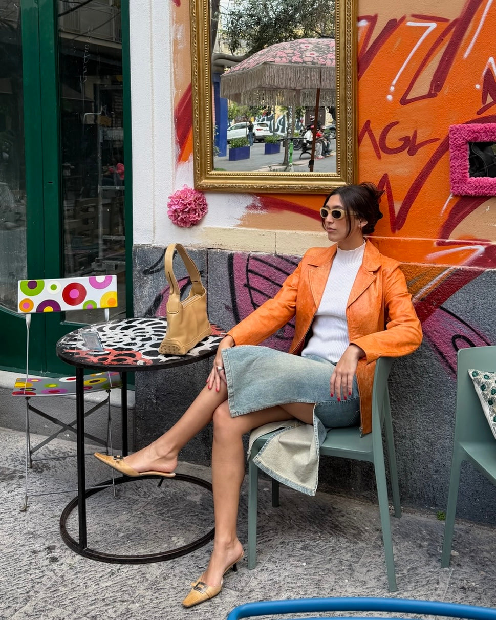 00s orange leather jacket
