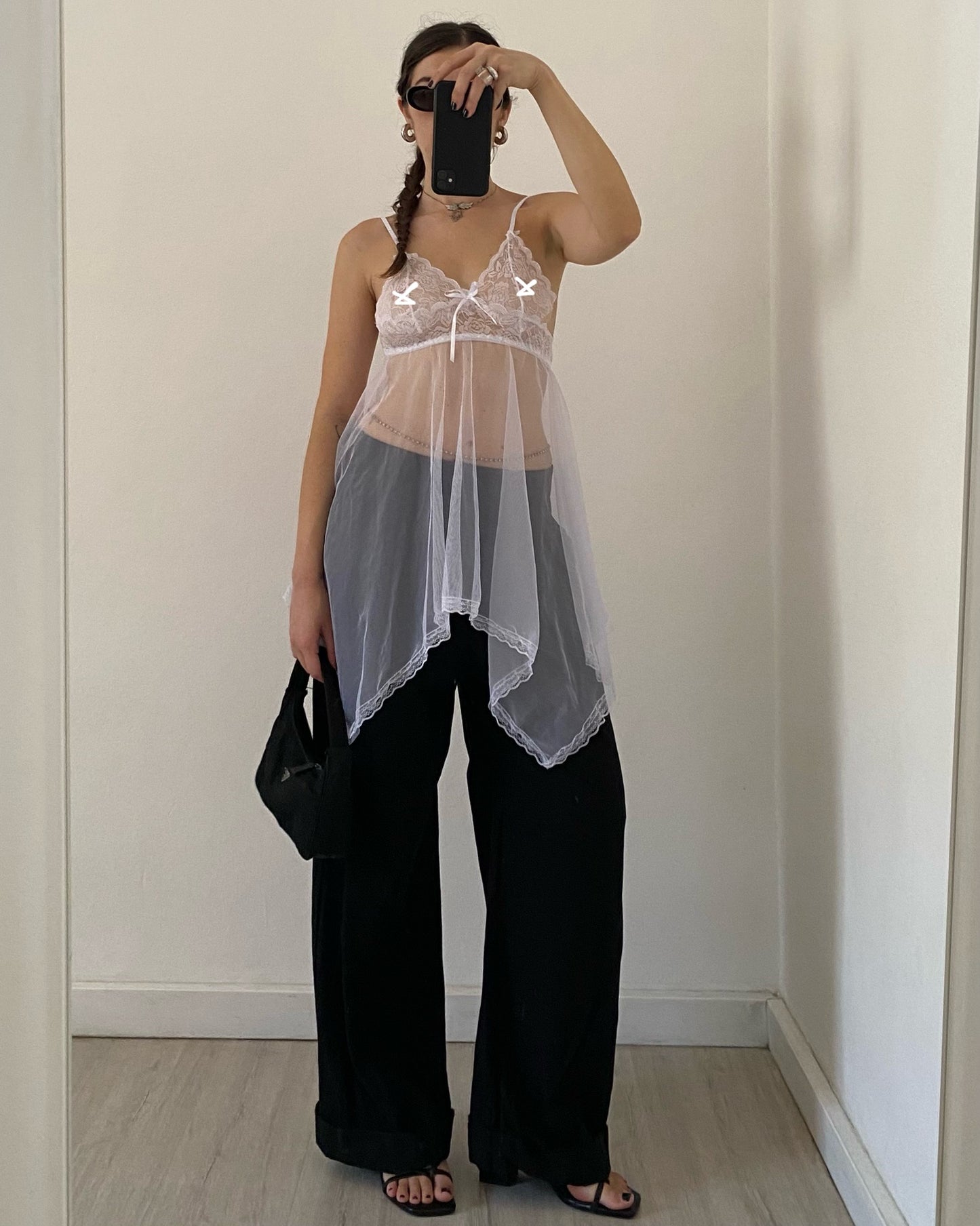 White tulle babydoll top