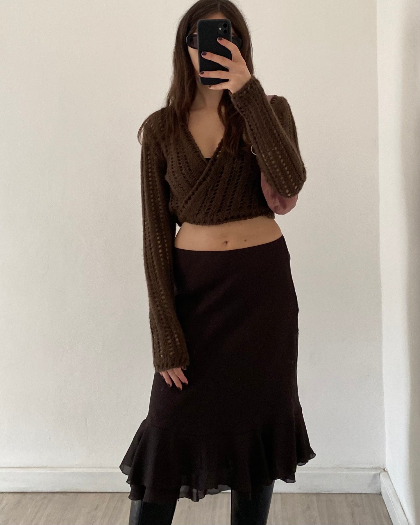 Brown midi skirt