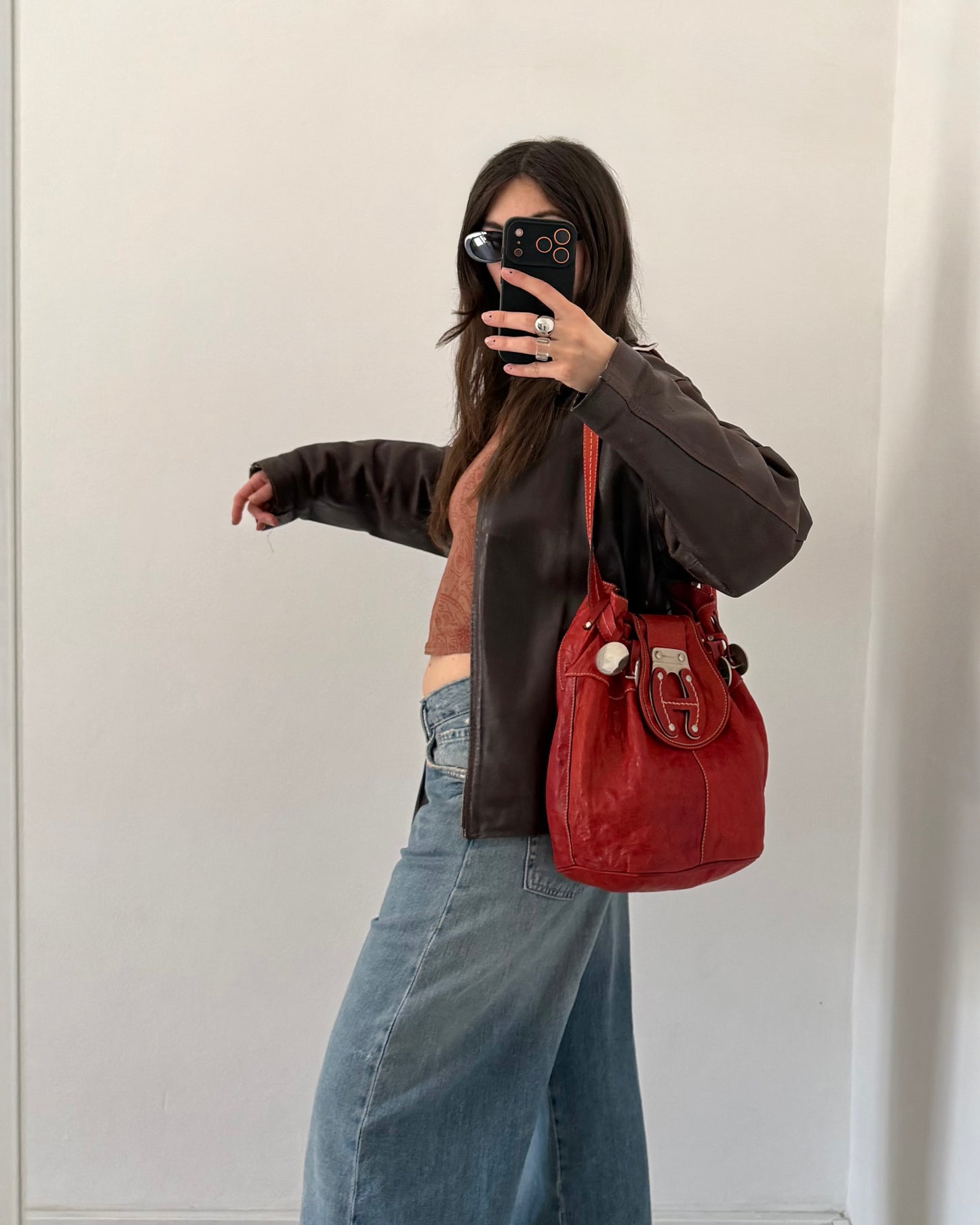 Hogan leather bucket bag