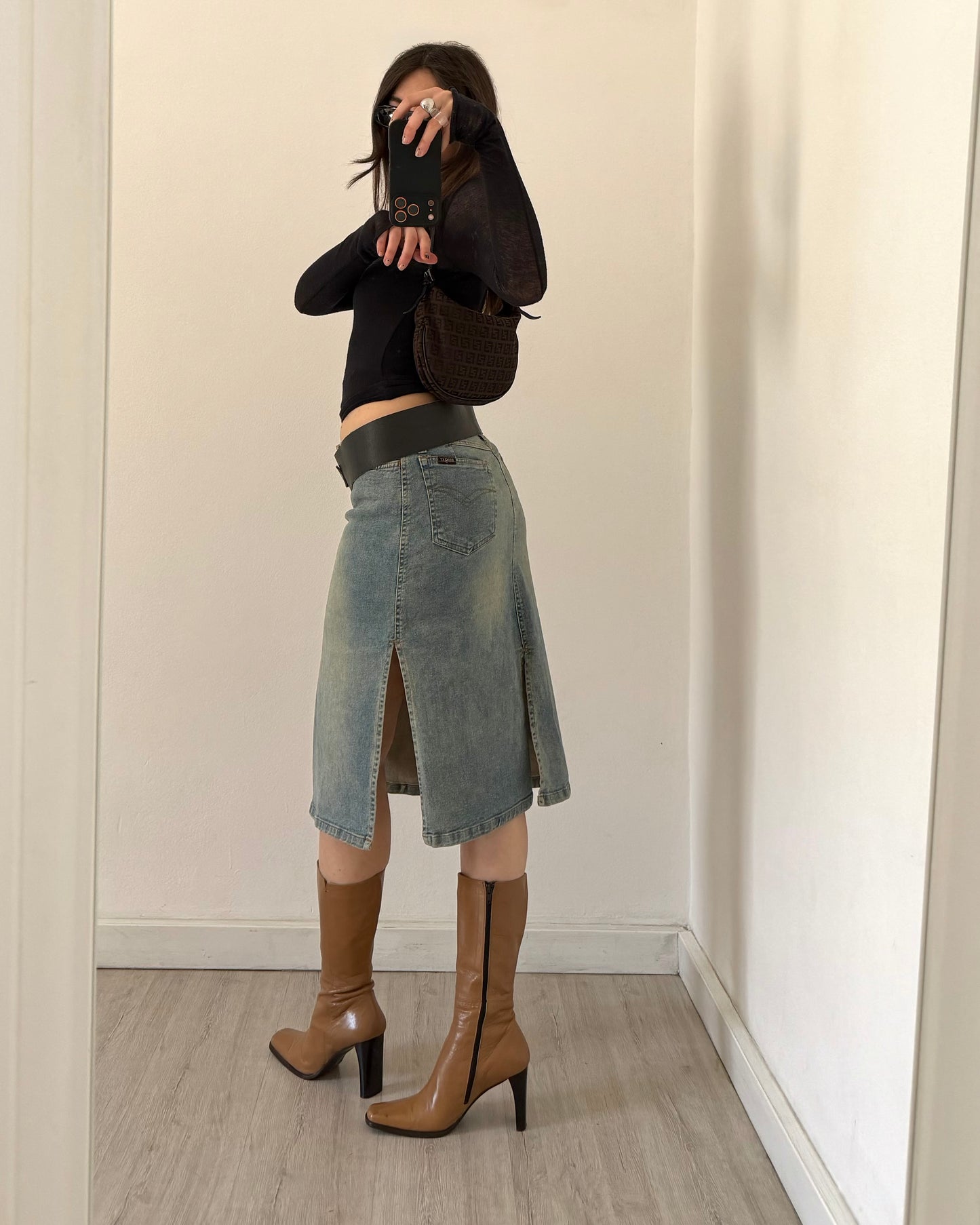 00s denim midi skirt