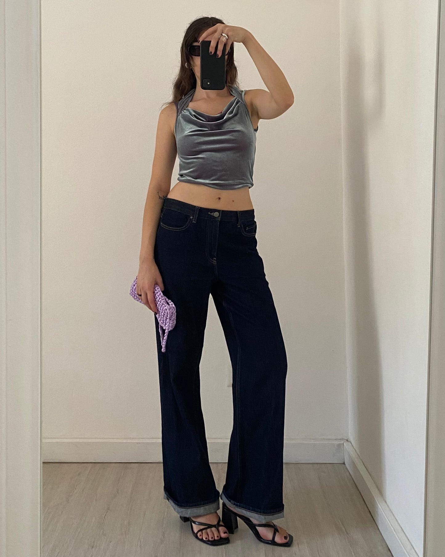 Iridescent velour top