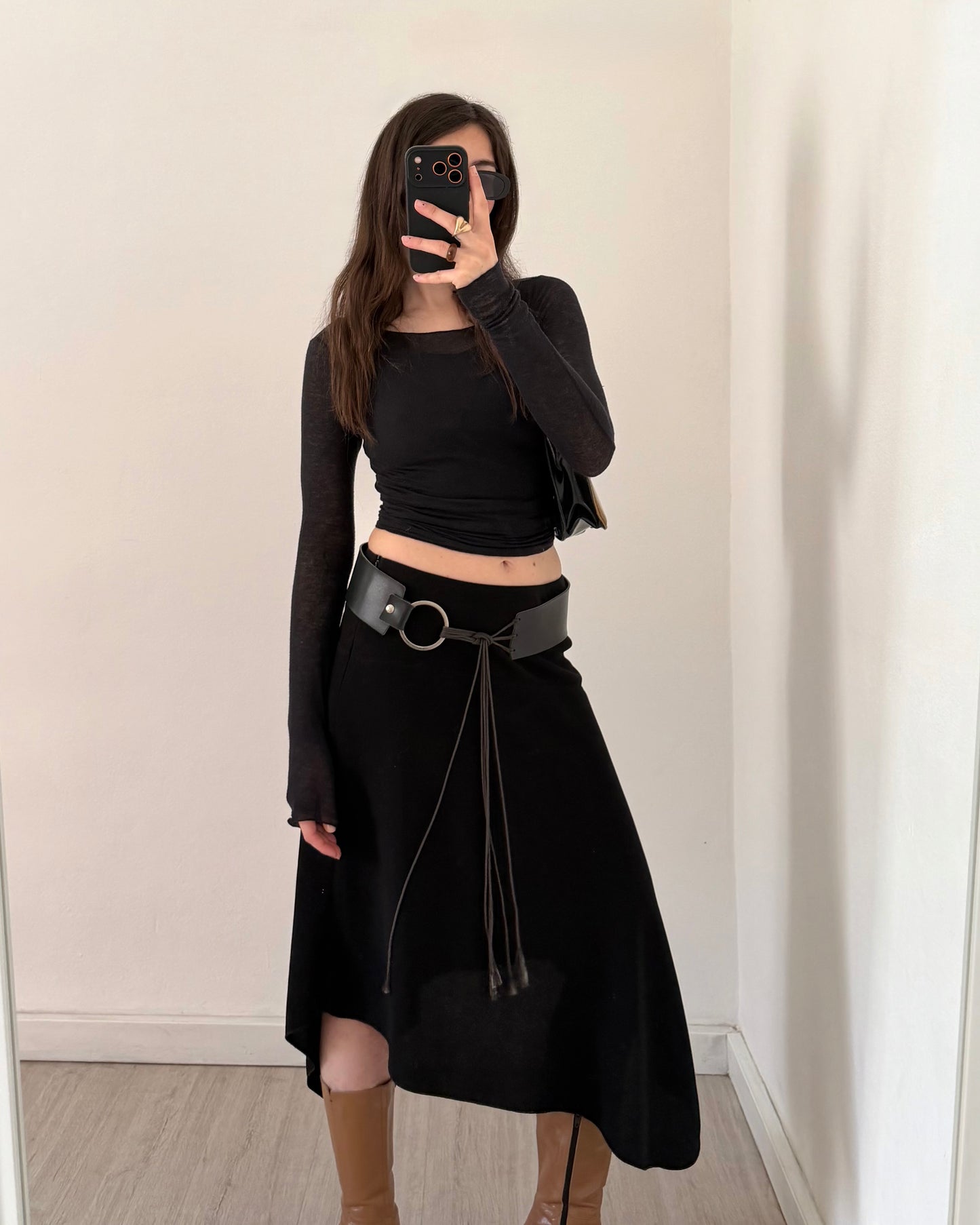 00s black asymmetric skirt