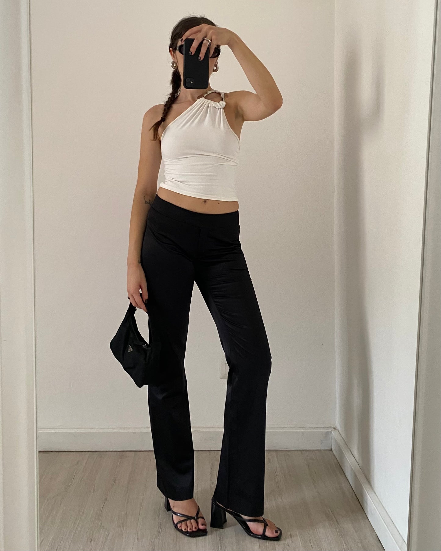 Satin straight leg trousers