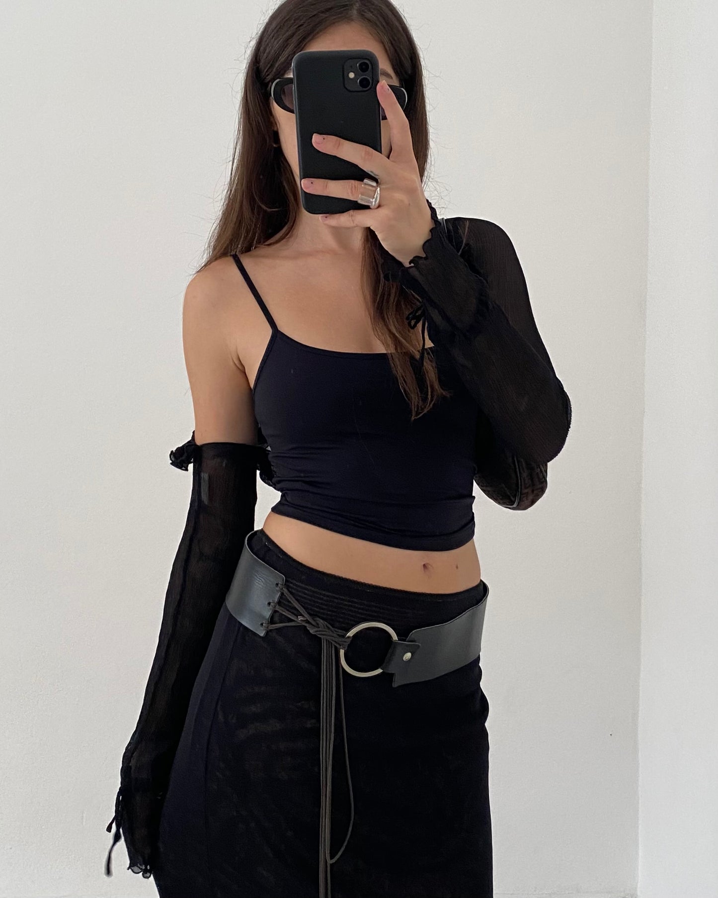 Micro mesh midi skirt