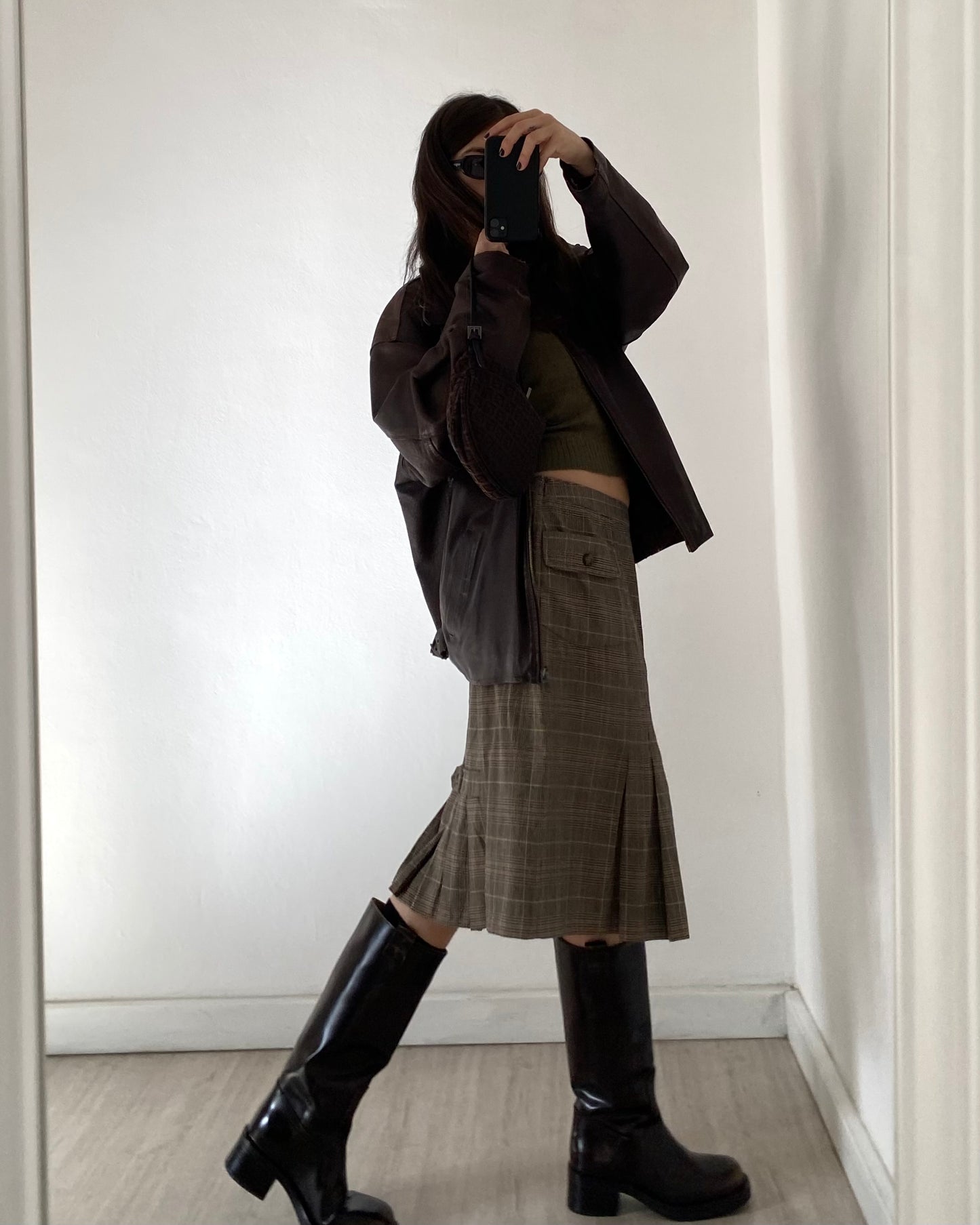 Max Mara check midi skirt