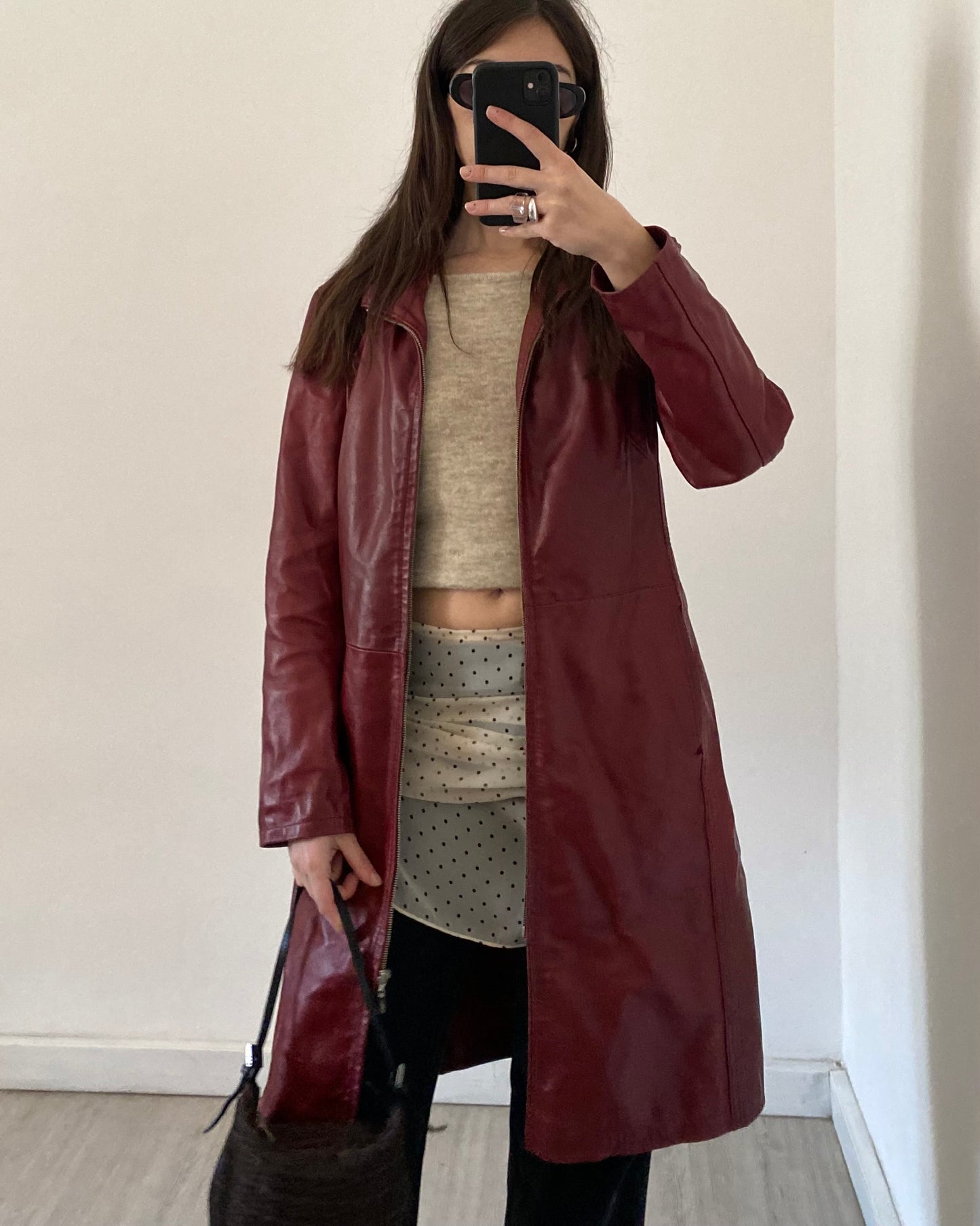 Cherry red leather jacket