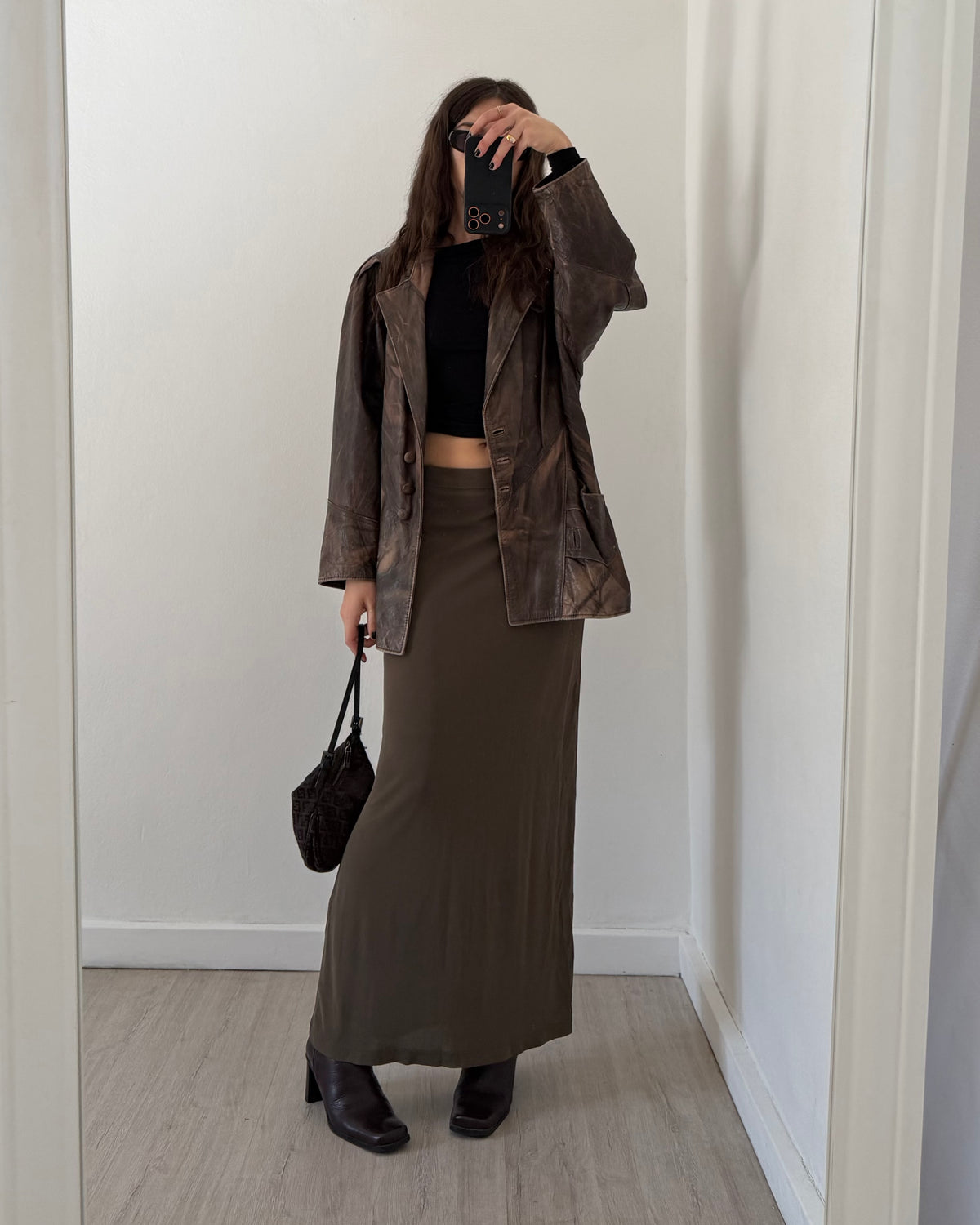 Distressed leather jacket