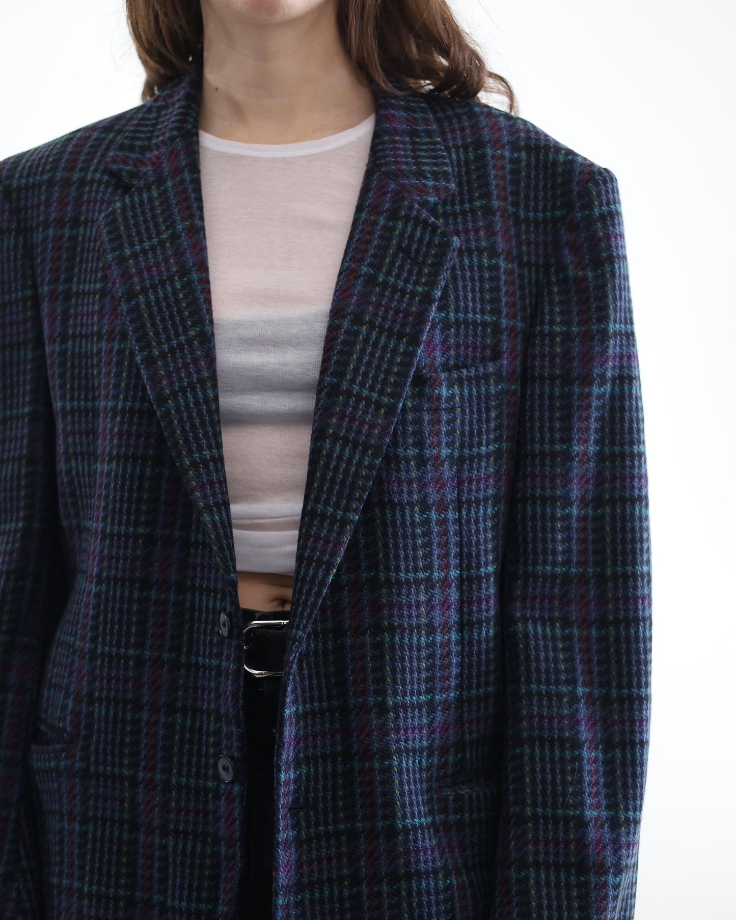 Wool check blazer