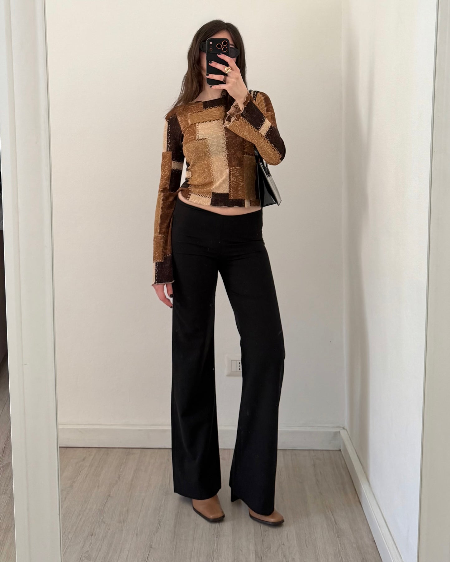 Patchwork micro mesh top