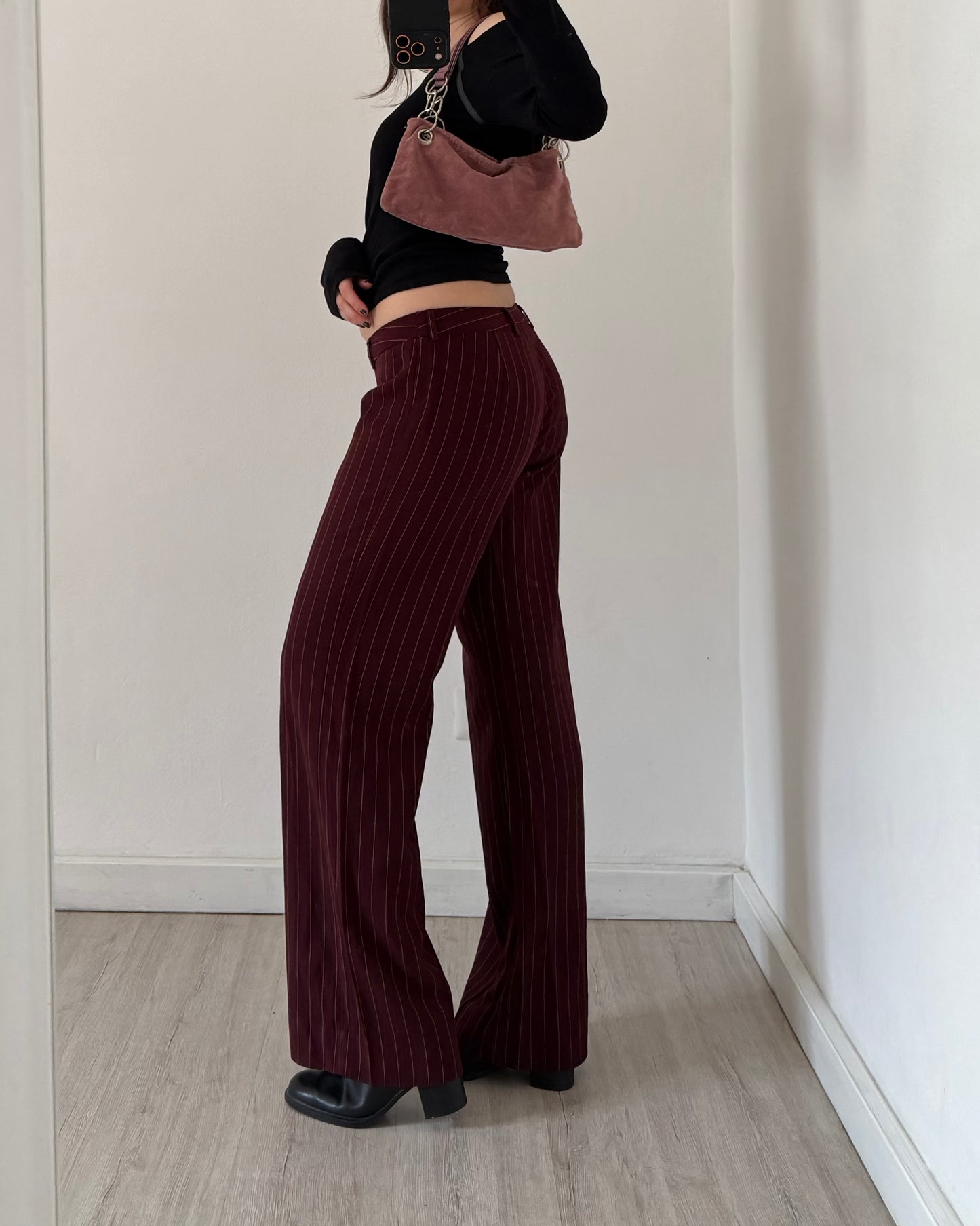 Pinstripe low rise trousers