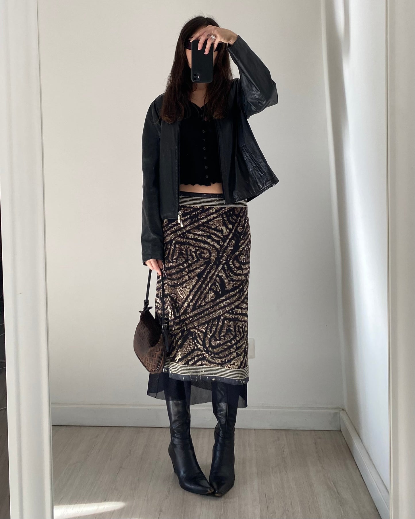 Micro mesh midi skirt