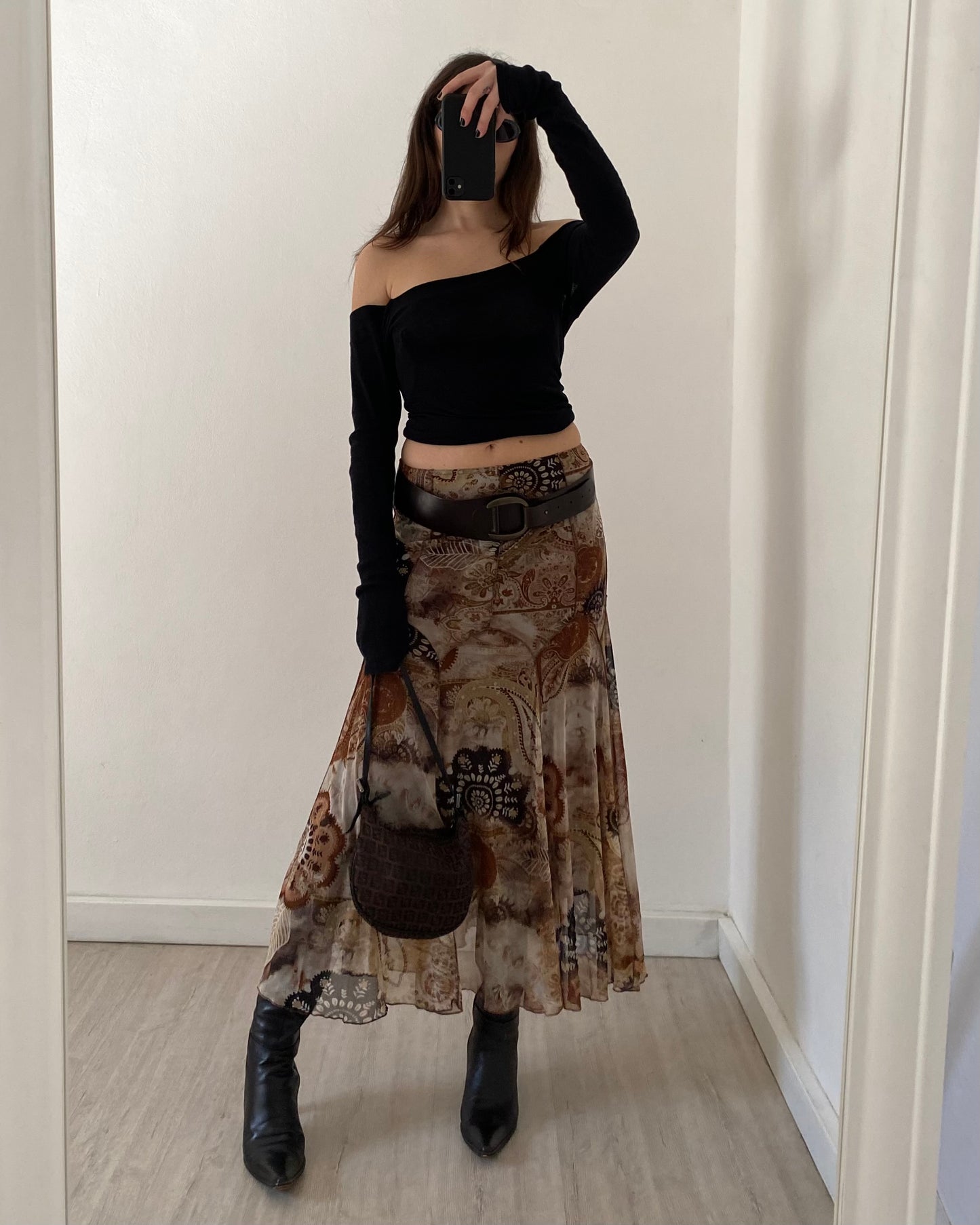 Micro mesh long skirt