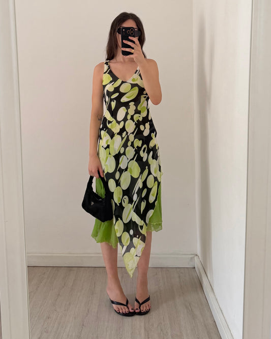 00s asymmetric midi dress