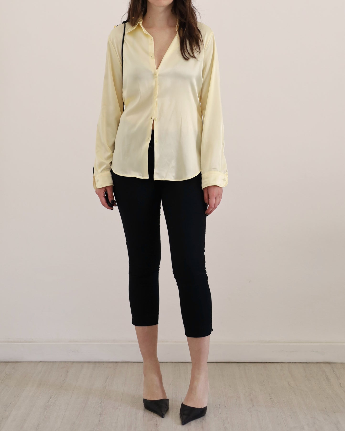 Butter yellow satin shirt