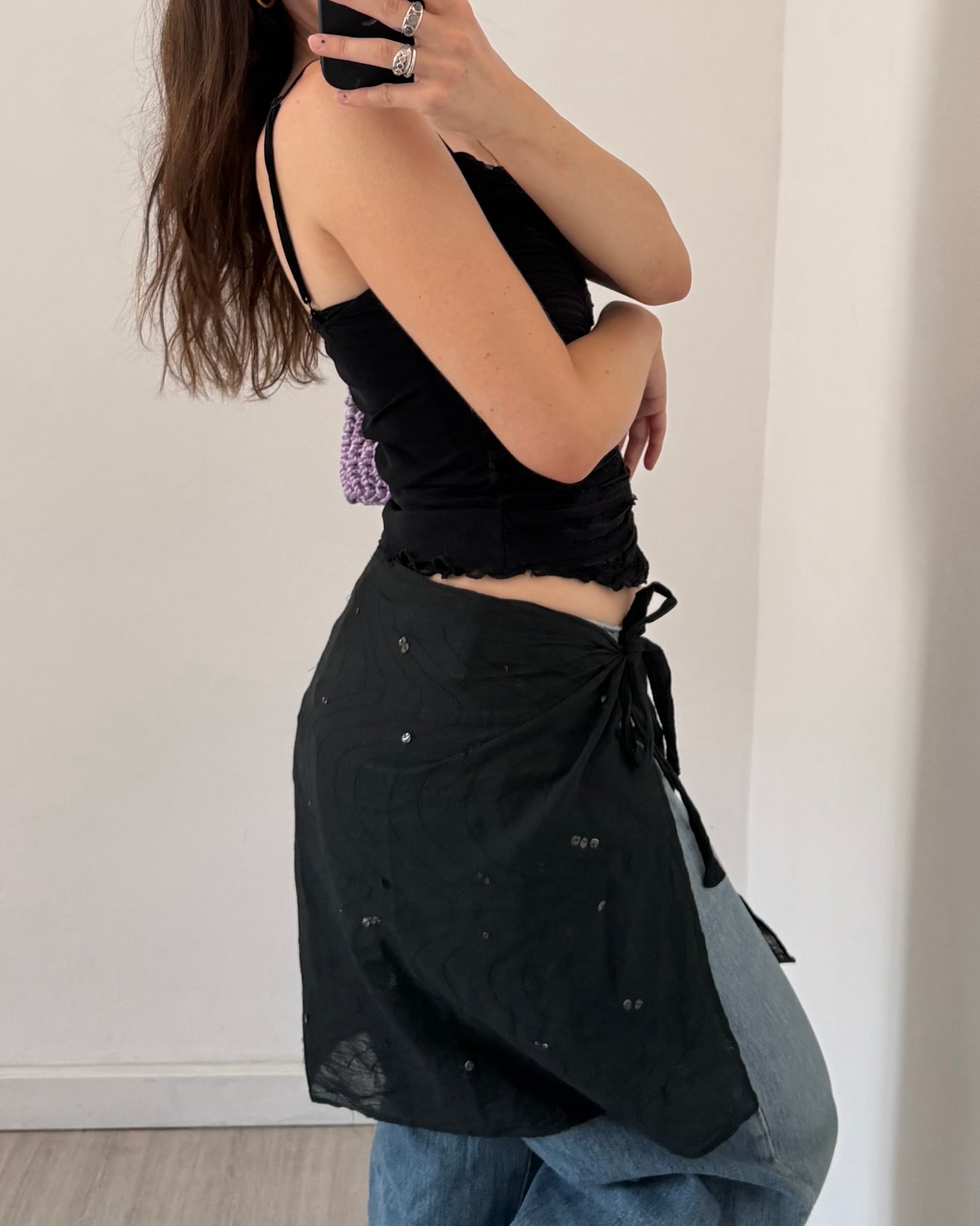 Sheer sarong mini skirt