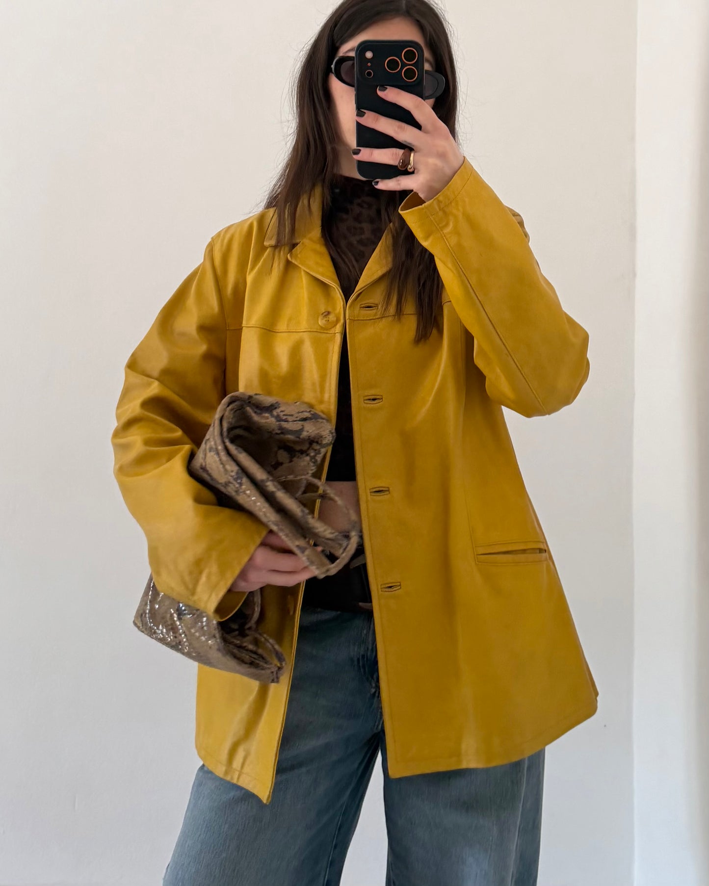 Mustard yellow leather jacket