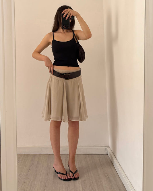 00s beige chiffon skirt