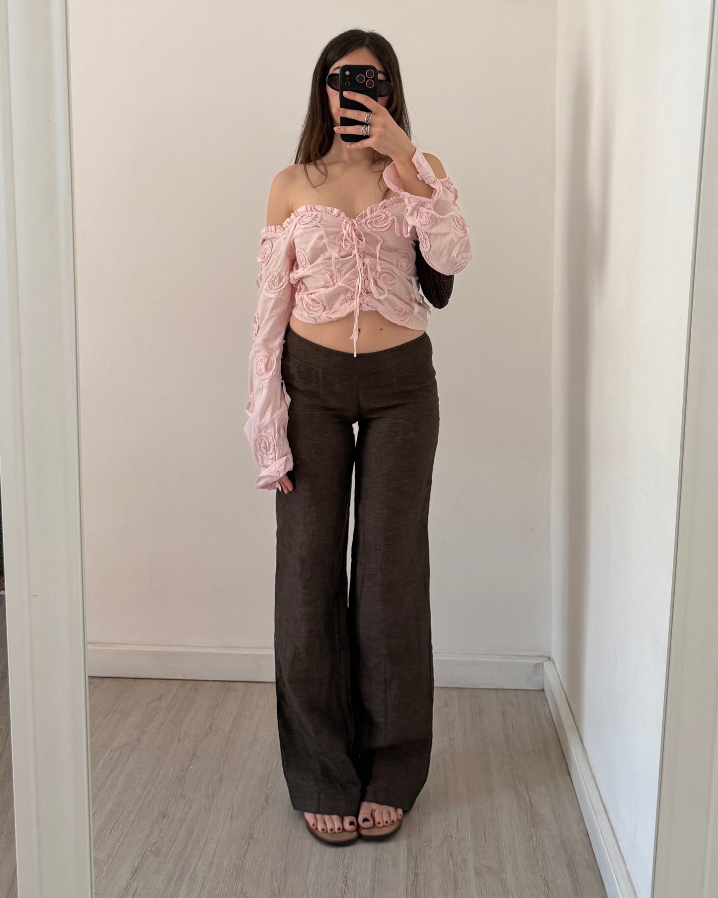 Embroidered baby pink shirt
