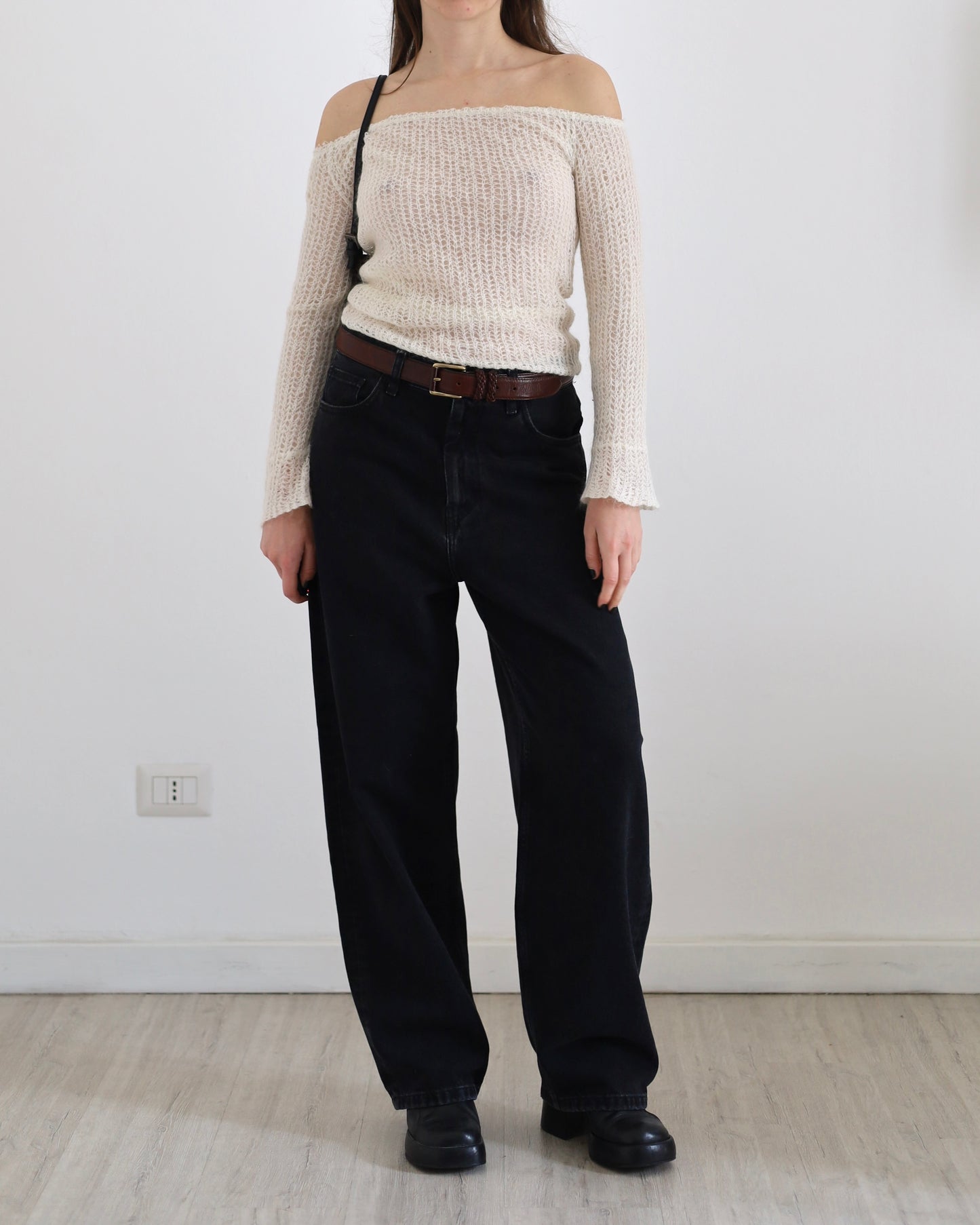 Sheer wool knit top