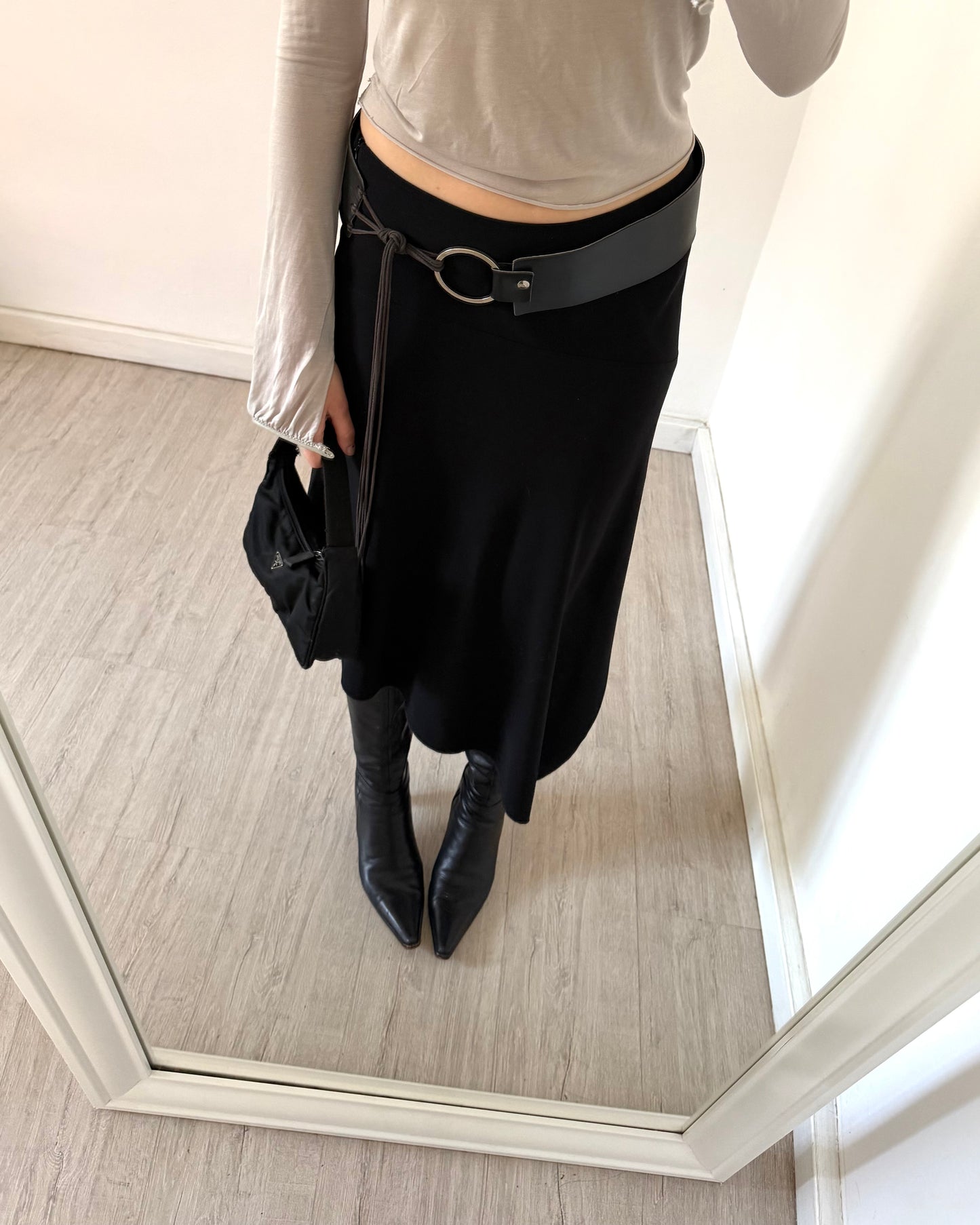 00s black asymmetric skirt