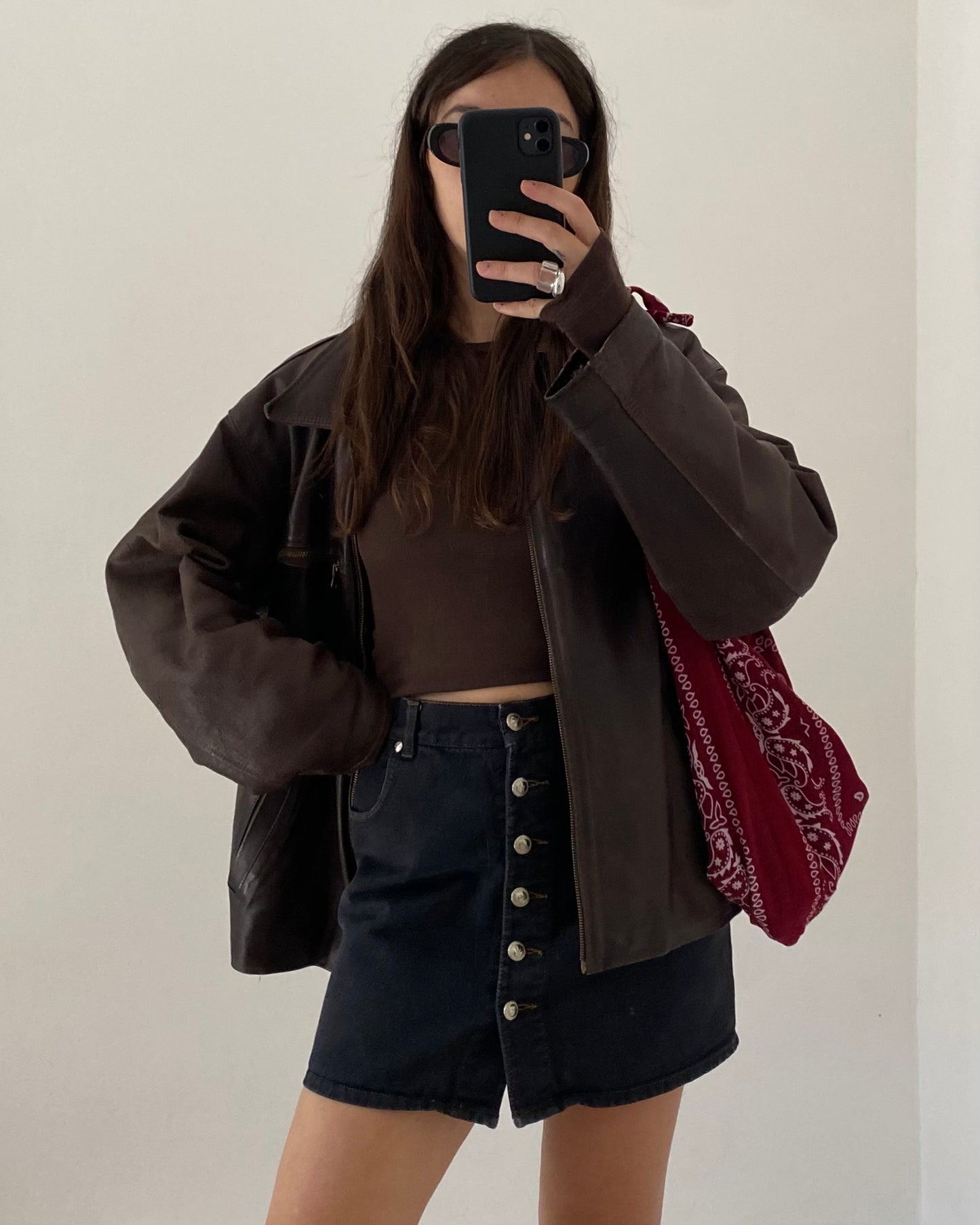 00s buttoned denim skirt