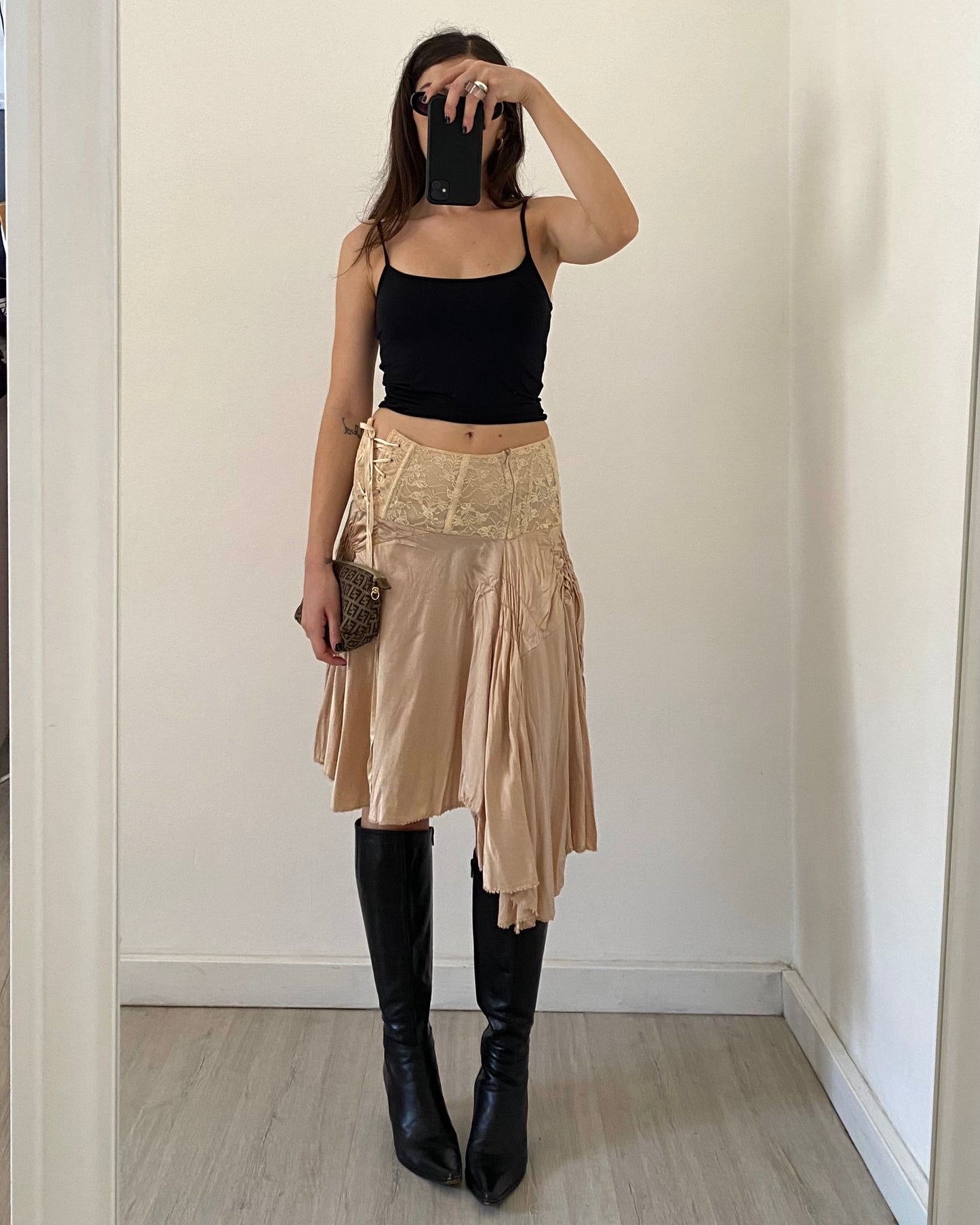 Silk draped skirt