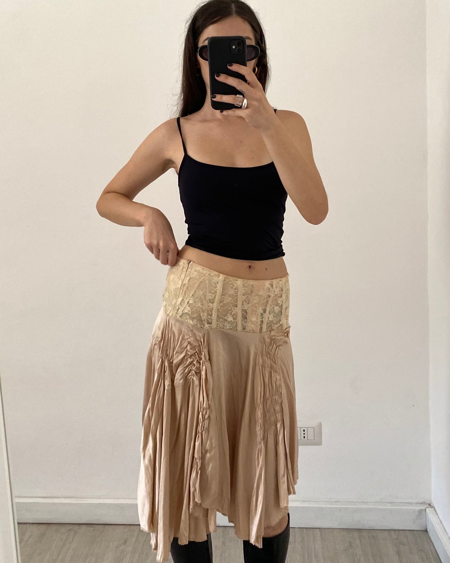Silk draped skirt