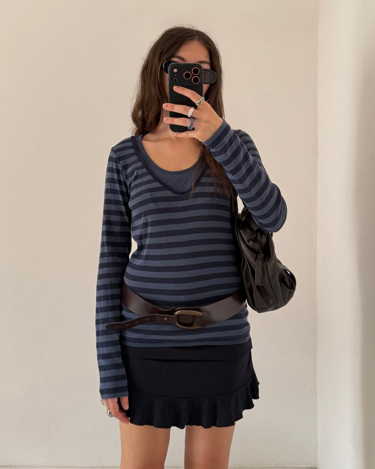 Striped long sleeves top