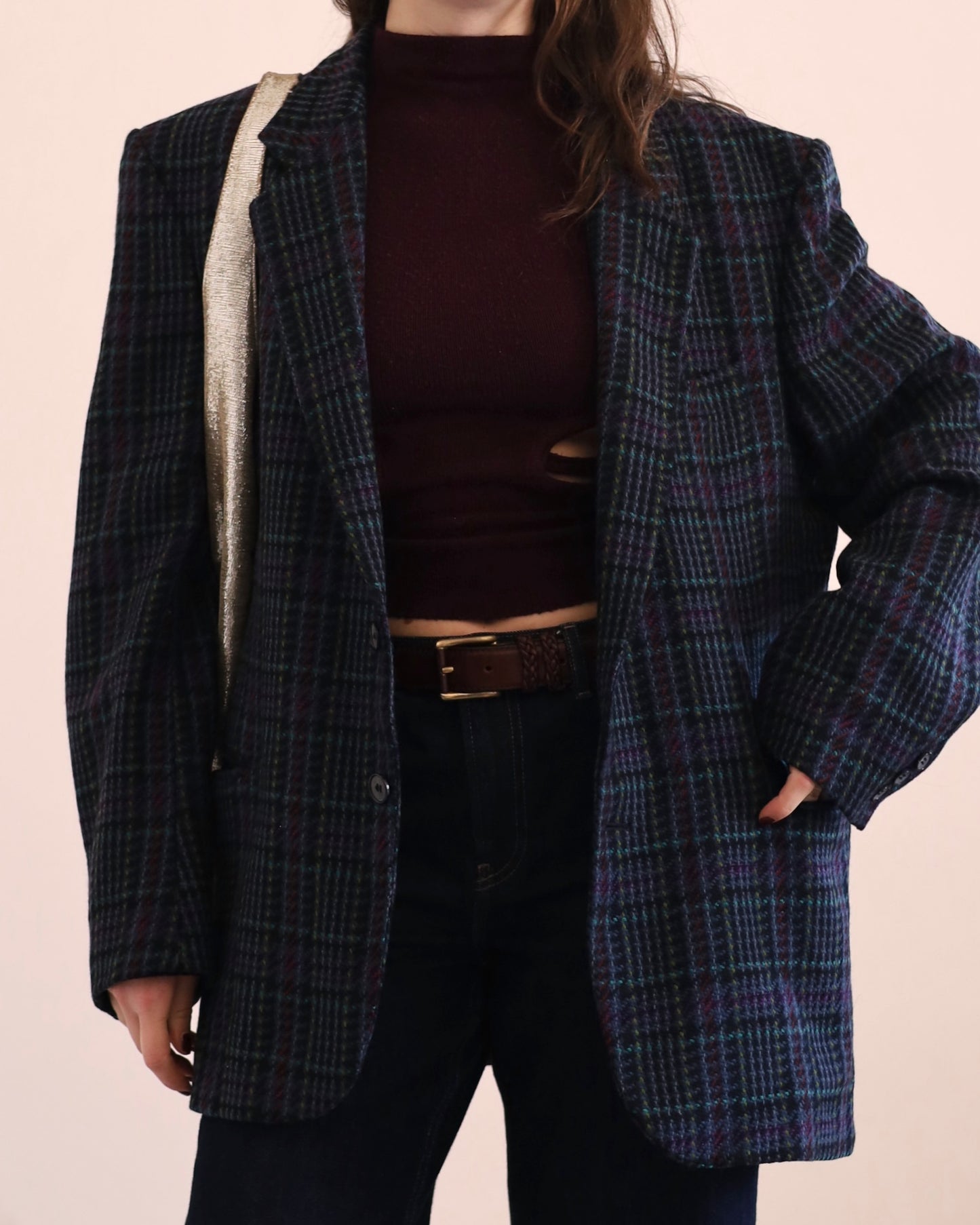 Wool check blazer