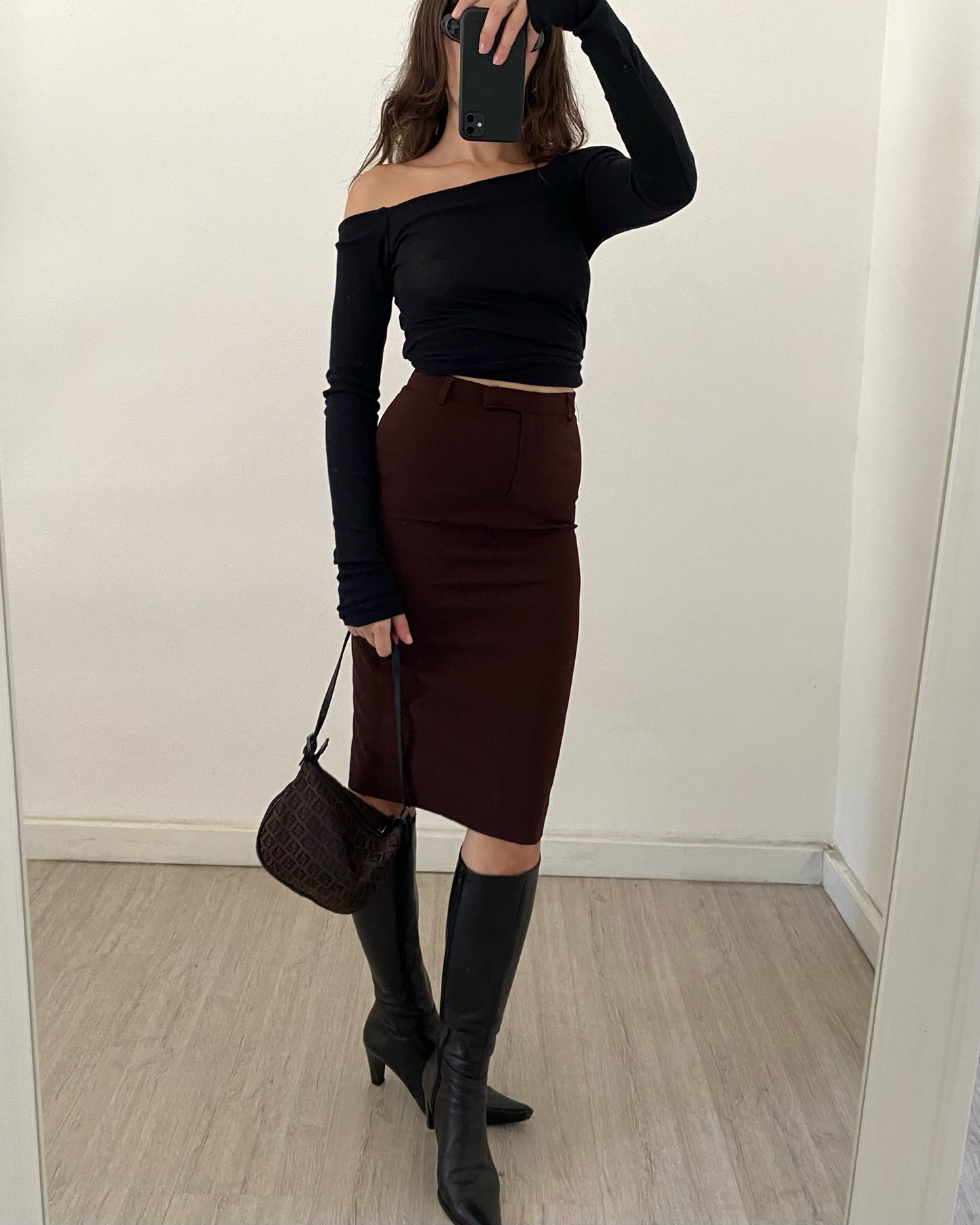 Brown midi skirt